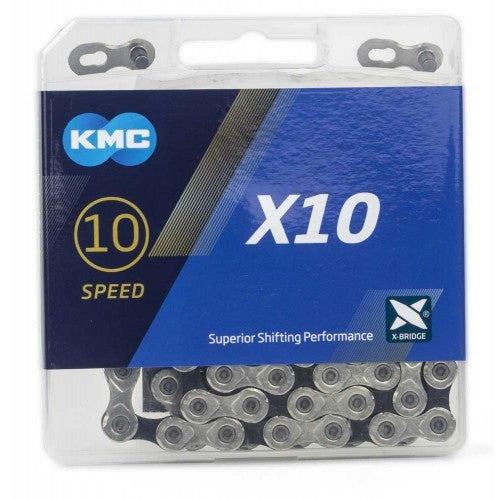 Ketting 10 speed KMC X10 1/2" x 11/128" - zilver/zwart