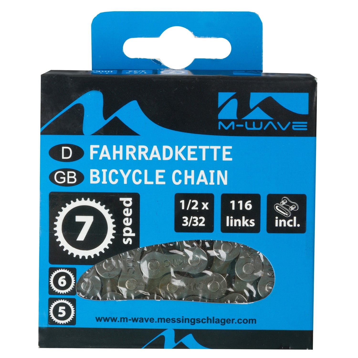 Ketting 5/6/7 speed M-Wave 1/2 x 3/32" - 116 schakels