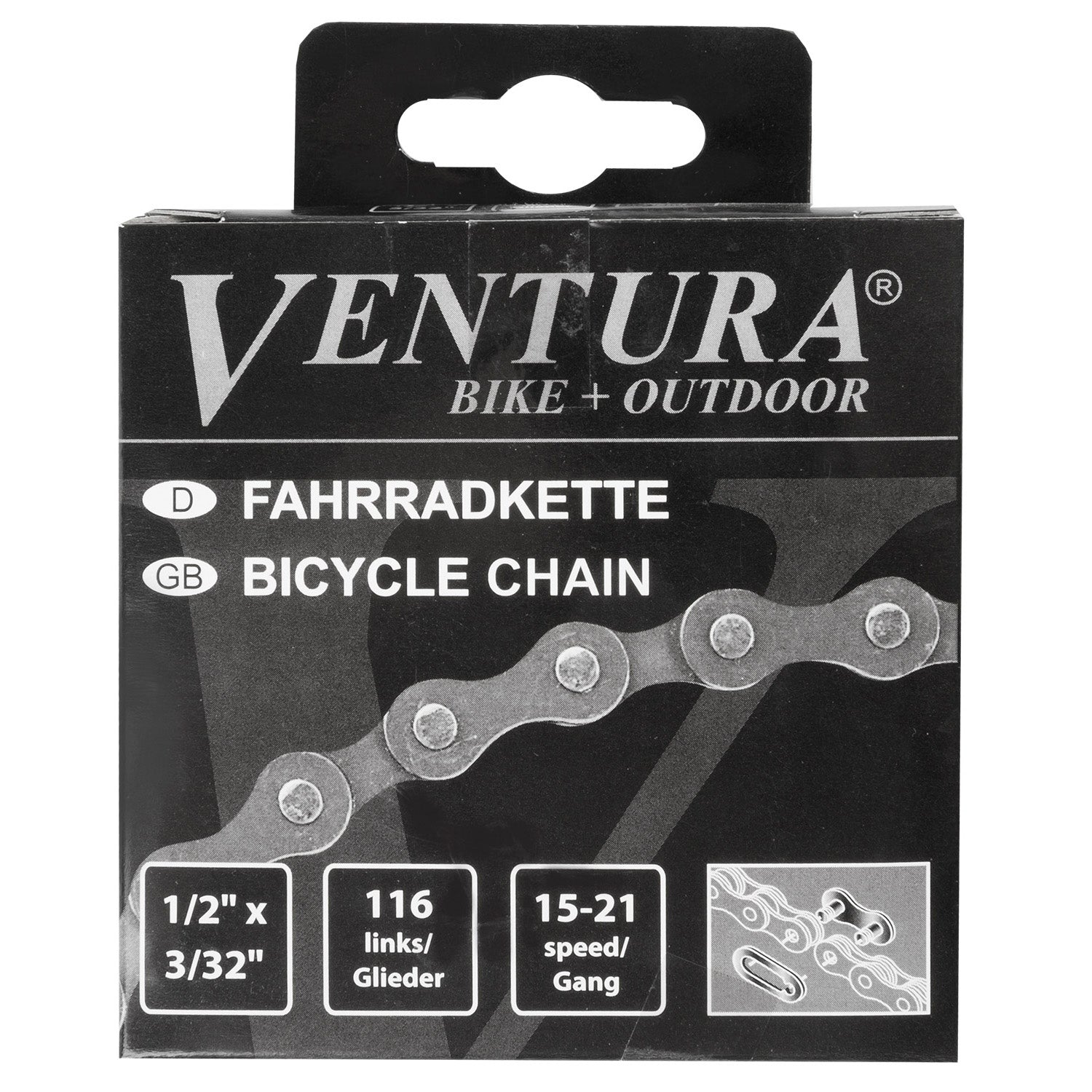 Ketting 6/7 speed Ventura 1/2 x 3/32" 116 schakels - inclusief sluitschakel