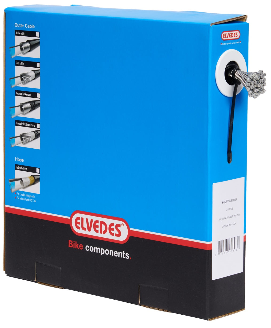 Schakel binnenkabel 3000 mm 1×19 draads RVS ø1,1mm met N-nippel ø4×4mm(doos à 50 stuks) - Zilver