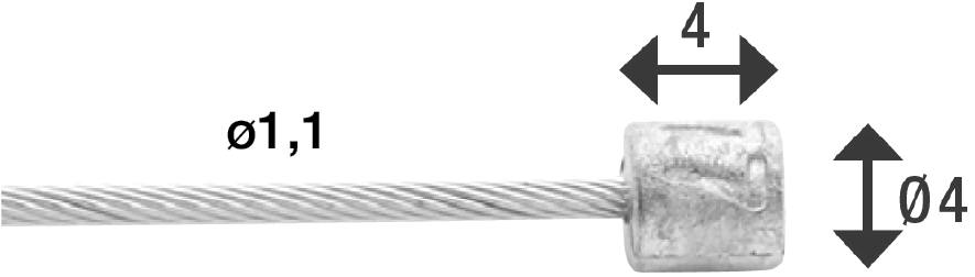 Schakel binnenkabel 3000 mm 1×19 draads RVS ø1,1mm met N-nippel ø4×4mm(doos à 50 stuks) - Zilver
