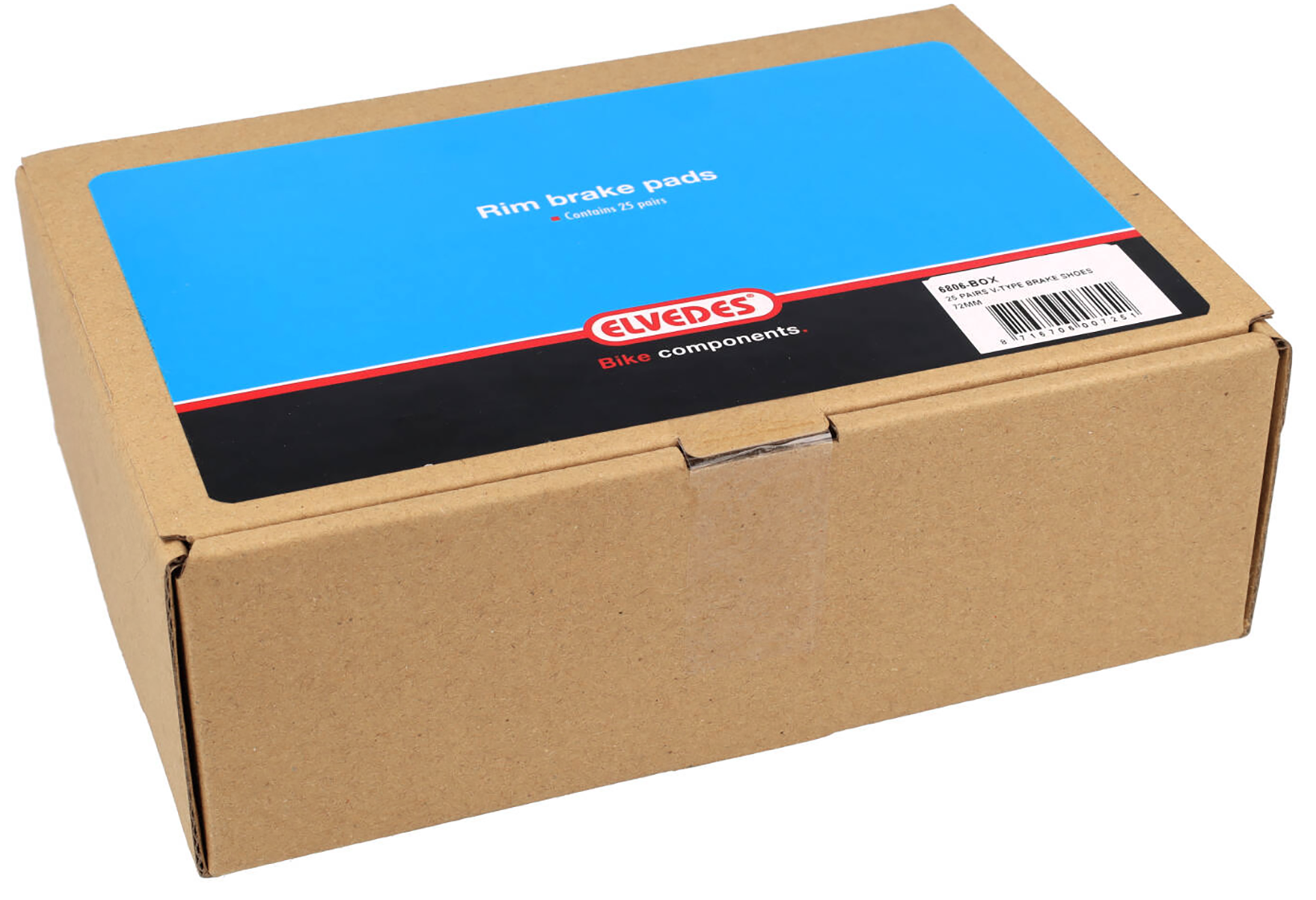 Vervangingspads voor V-brake Elvedes 6810 rubber 55 x 12 mm - zwart (25 paar)