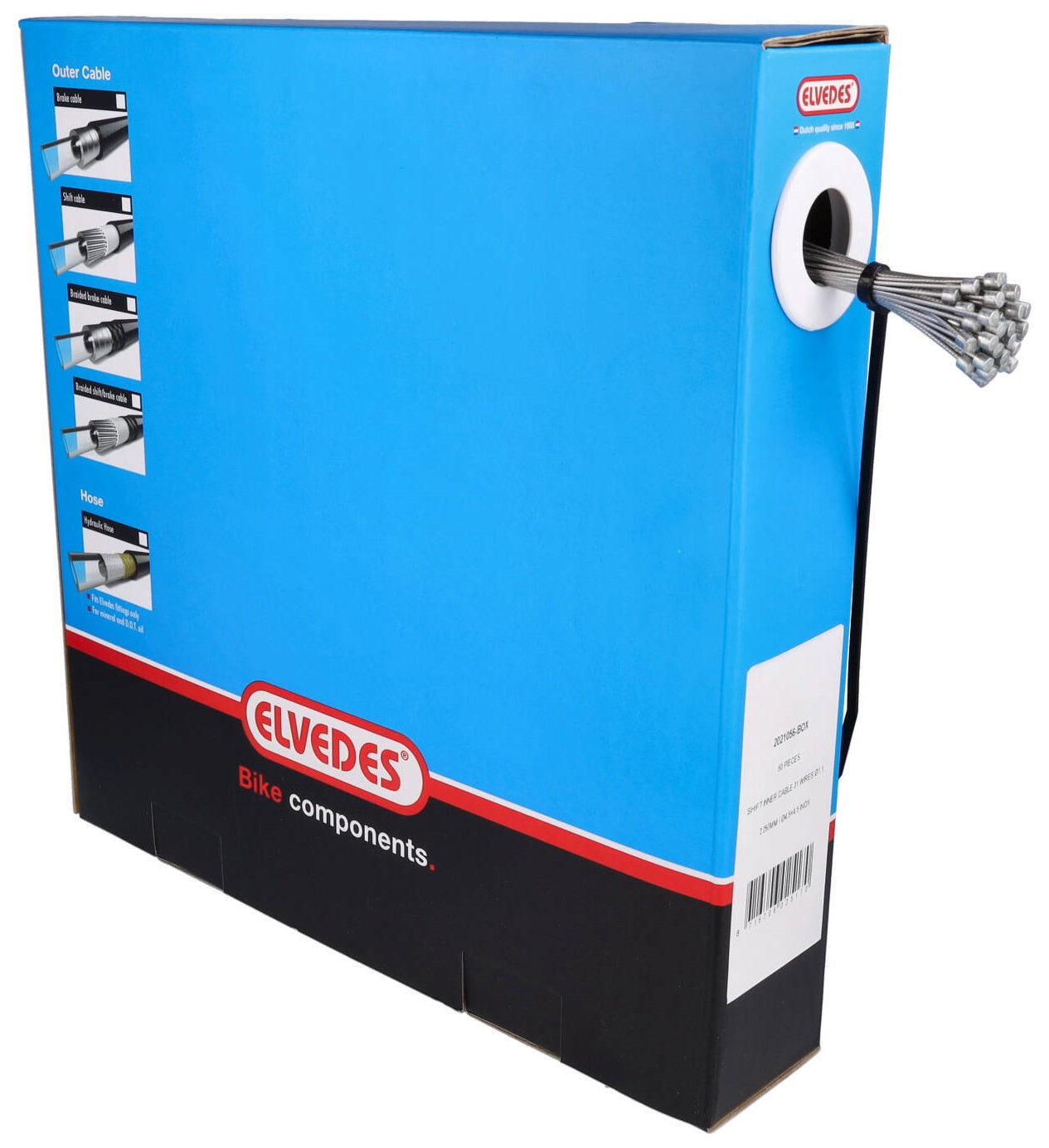 Schakel binnenkabel Elvedes 2250 mm 31 draads RVS Slick ø1,1mm N-nippel ø4,5×4,5mm (doos à 50 stuks) - Zilver