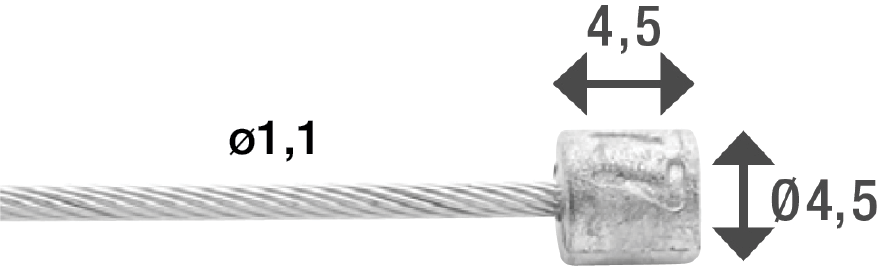 Schakel binnenkabel Elvedes 2250 mm 31 draads RVS Slick ø1,1mm N-nippel ø4,5×4,5mm (doos à 50 stuks) - Zilver