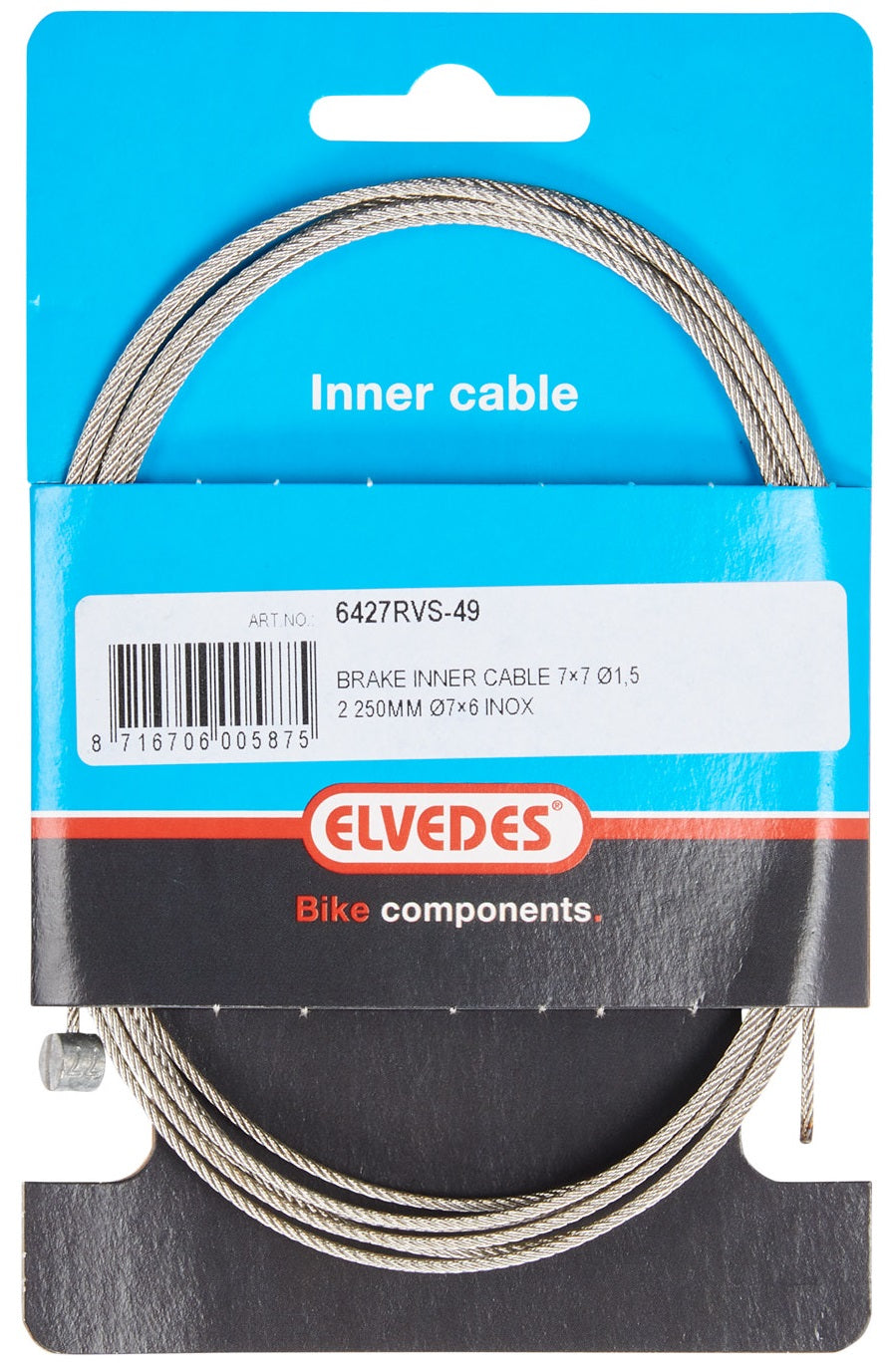 Rem binnenkabel Elvedes 2250mm 7×7 draads RVS ø1,5mm met T-nippel ø7 × 6 mm