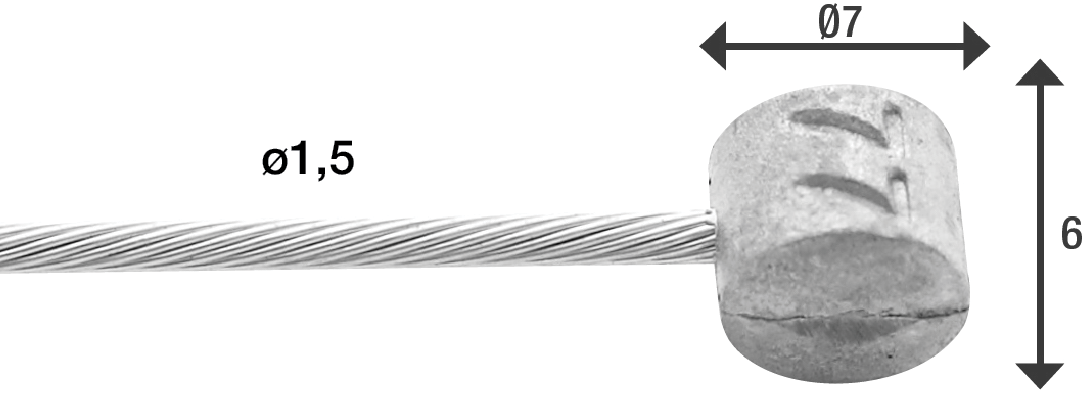Rem binnenkabel Elvedes 900mm 1 ×19 draads verzinkt ø1,5mm met T-nippel ø7 × 6mm