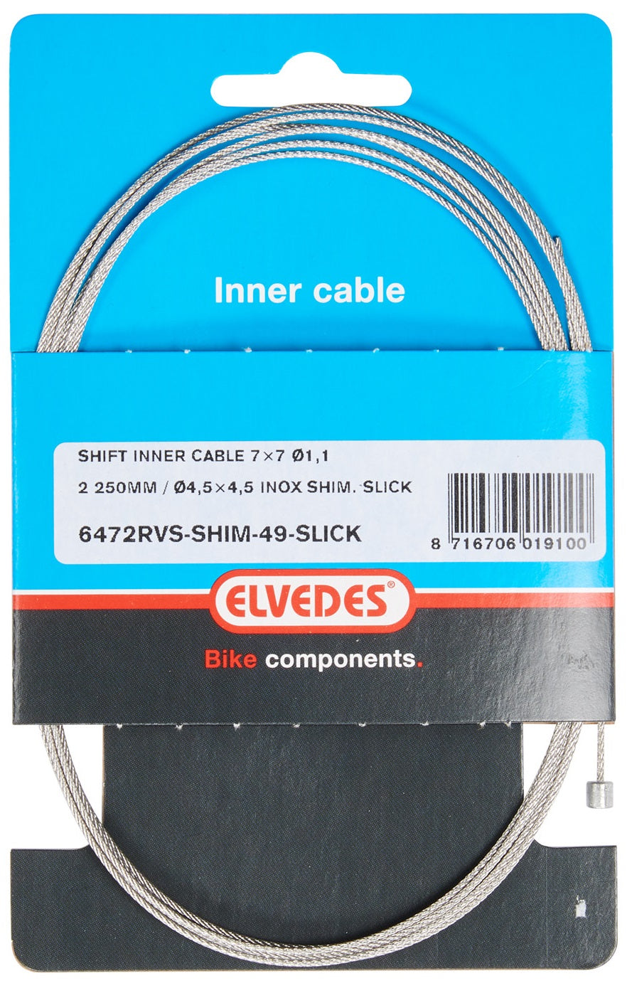 Schakel binnenkabel Elvedes 2250 mm 7 ×7 draads RVS ø1,1mm met N-nippel ø4.5 × 4.5mm - Zilver