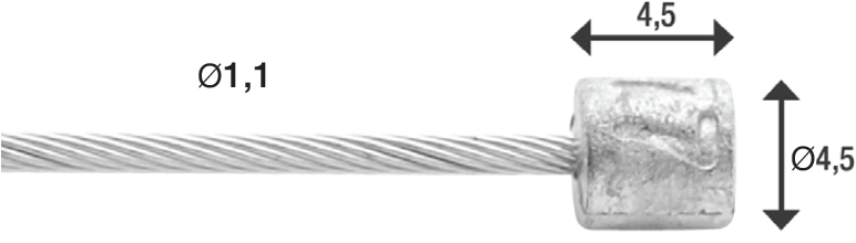 Schakel binnenkabel Elvedes 2250 mm 7 ×7 draads RVS ø1,1mm met N-nippel ø4.5 × 4.5mm - Zilver