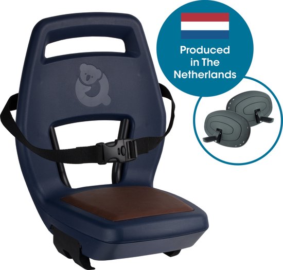 Fietsstoeltje-Qibbel Junior 6+ Fietsstoeltje Achter Bagagedrager bevestiging - Navy Blue - inclusief voetbeschermingsplaten en voetsteunen