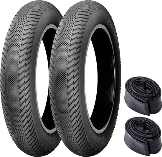 Fatbike Buitenband - Set 2stuks URBAN CITY STREETFIGHTER 20” FatBike Buitenbanden Inclusief Binnenbanden 20 x 4.0 inch ERTRO 100-406 20x4.0 Fat bike banden 20inch - Ouxi – Knaap – Phatfour – Super73 - Zwart