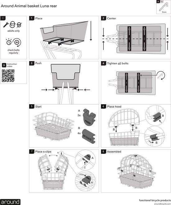Fiets accesoires - Hondenfietsmand LUNA XL, achterop