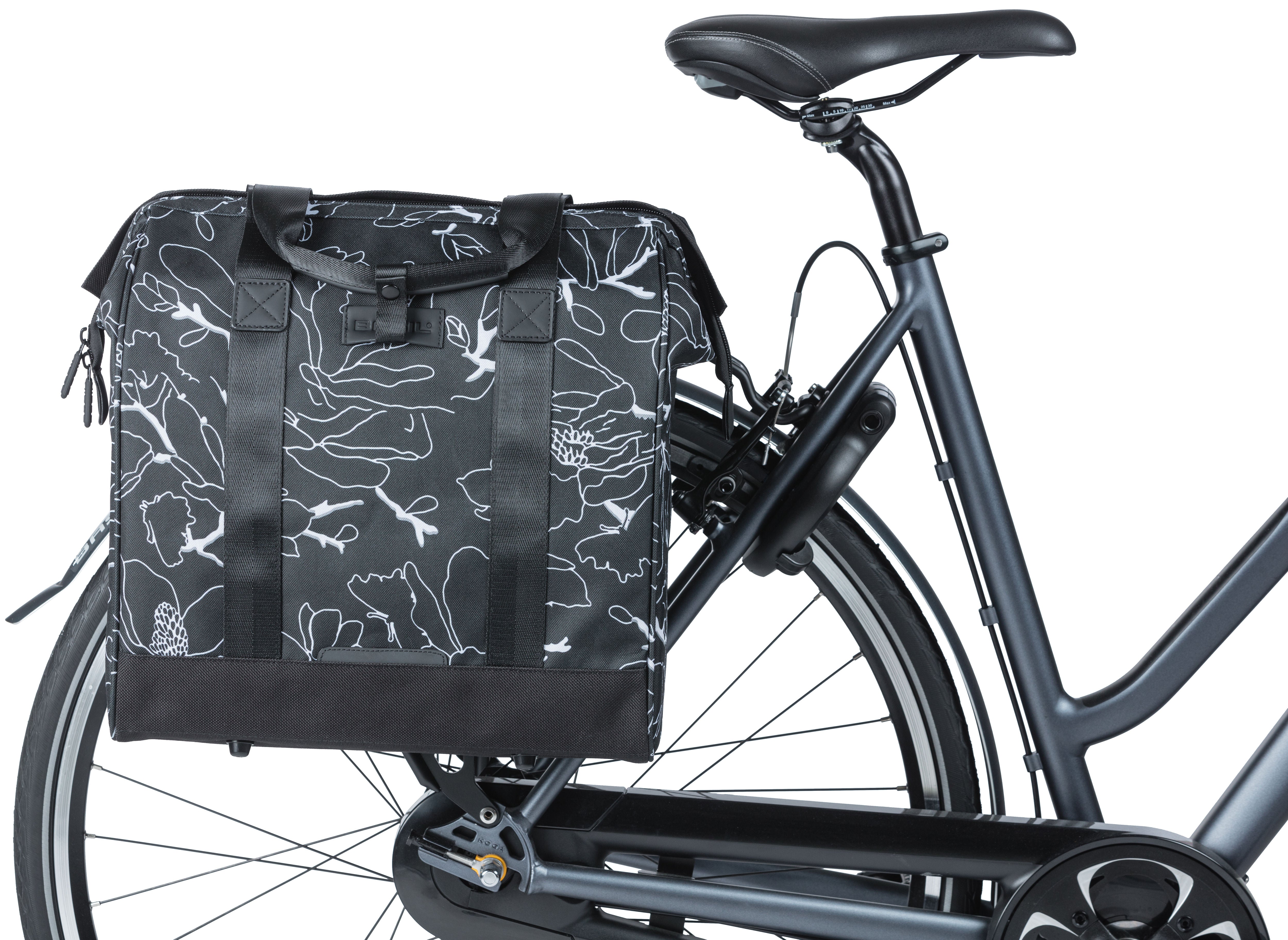 Fietsshopper Basil Grand Flower 23 liter 34 x 19 x 35 cm - zwart