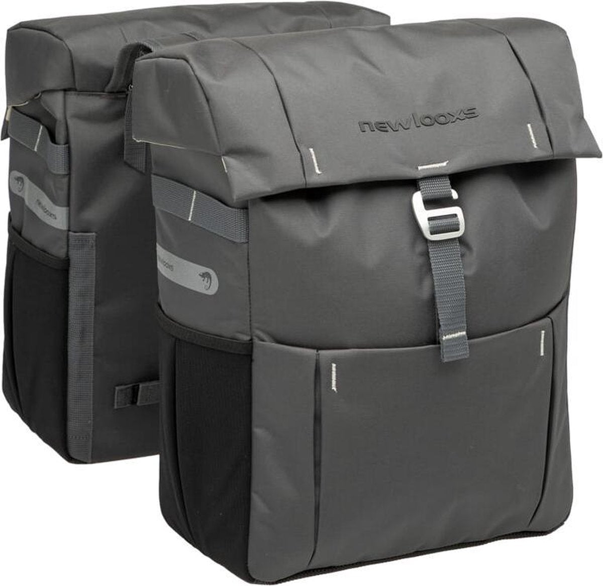 Dubbele fietstas New Looxs Vigo Double 37 liter 31 x 15 x 40 cm (2x) - grijs