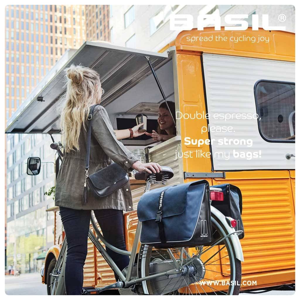 Dubbele fietstas Basil Forte 35 liter 41 x 15 x 34 cm - marineblauw / zwart