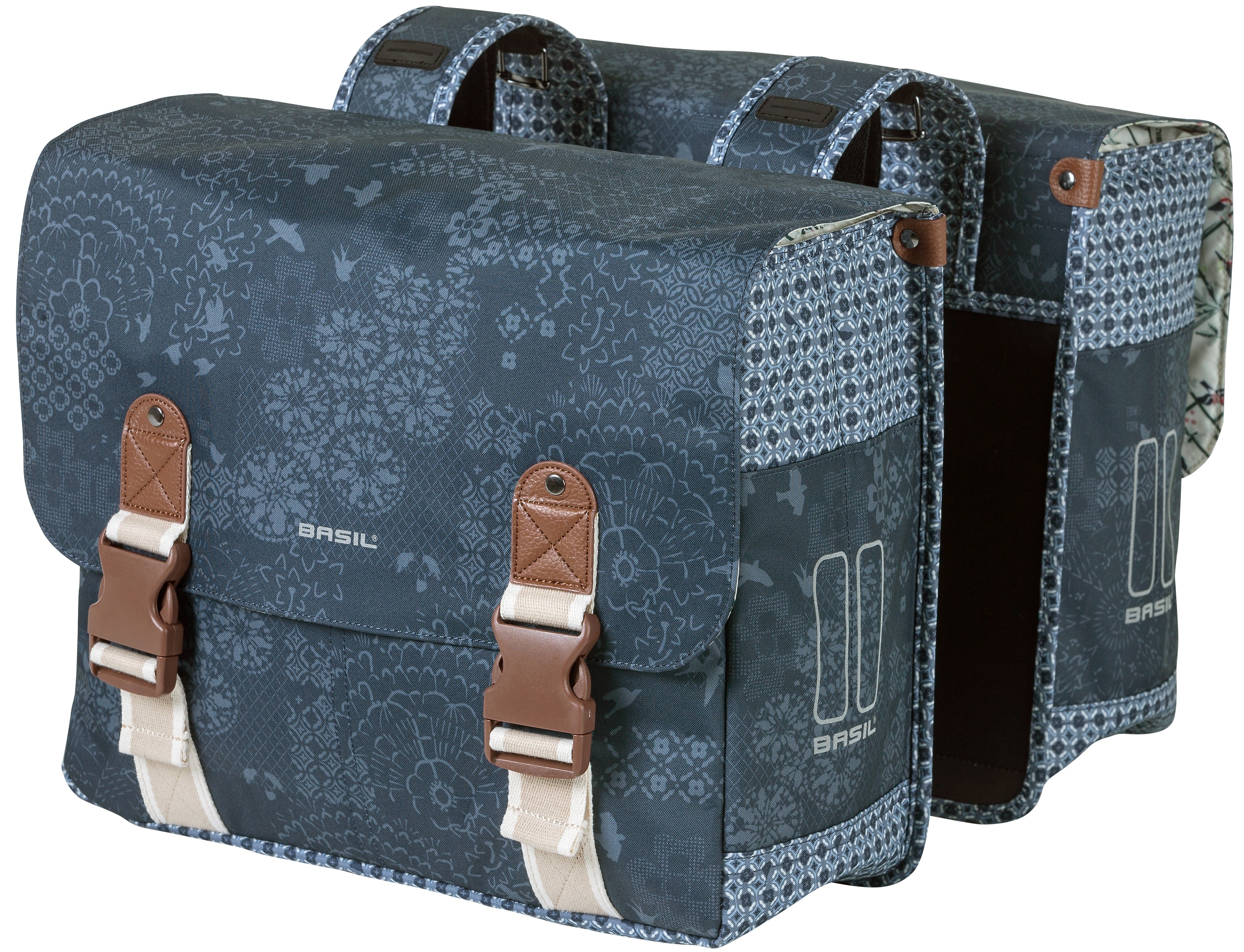 Dubbele fietstas Basil Boheme Carry All 35 liter 37 x 15 x 37 cm - blauw