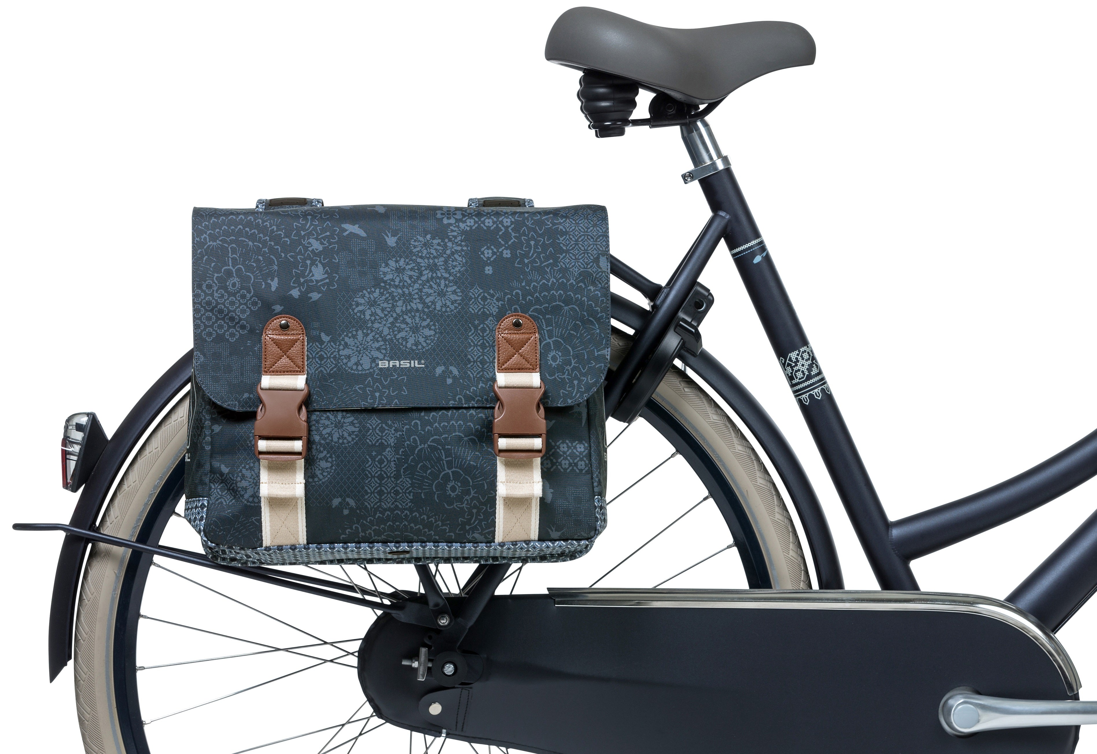 Dubbele fietstas Basil Boheme Carry All 35 liter 37 x 15 x 37 cm - blauw