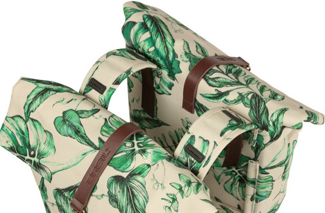 Dubbele fietstas Basil Ever-Green 28 tot 32 liter 28 x 16 x 35 cm - sandshell beige