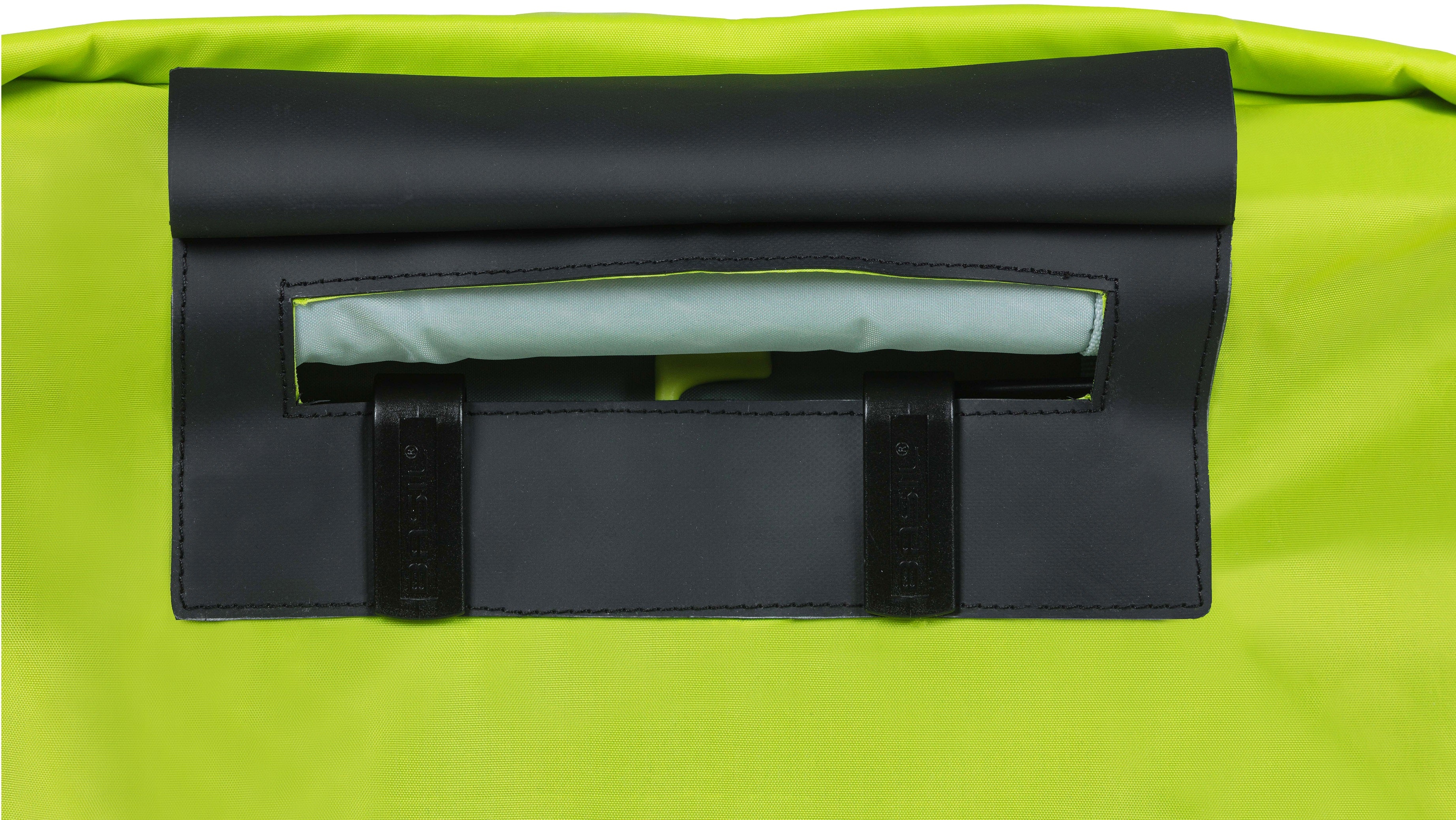 Regenhoes Basil "Keep Dry and Clean" - horizontaal - neon geel