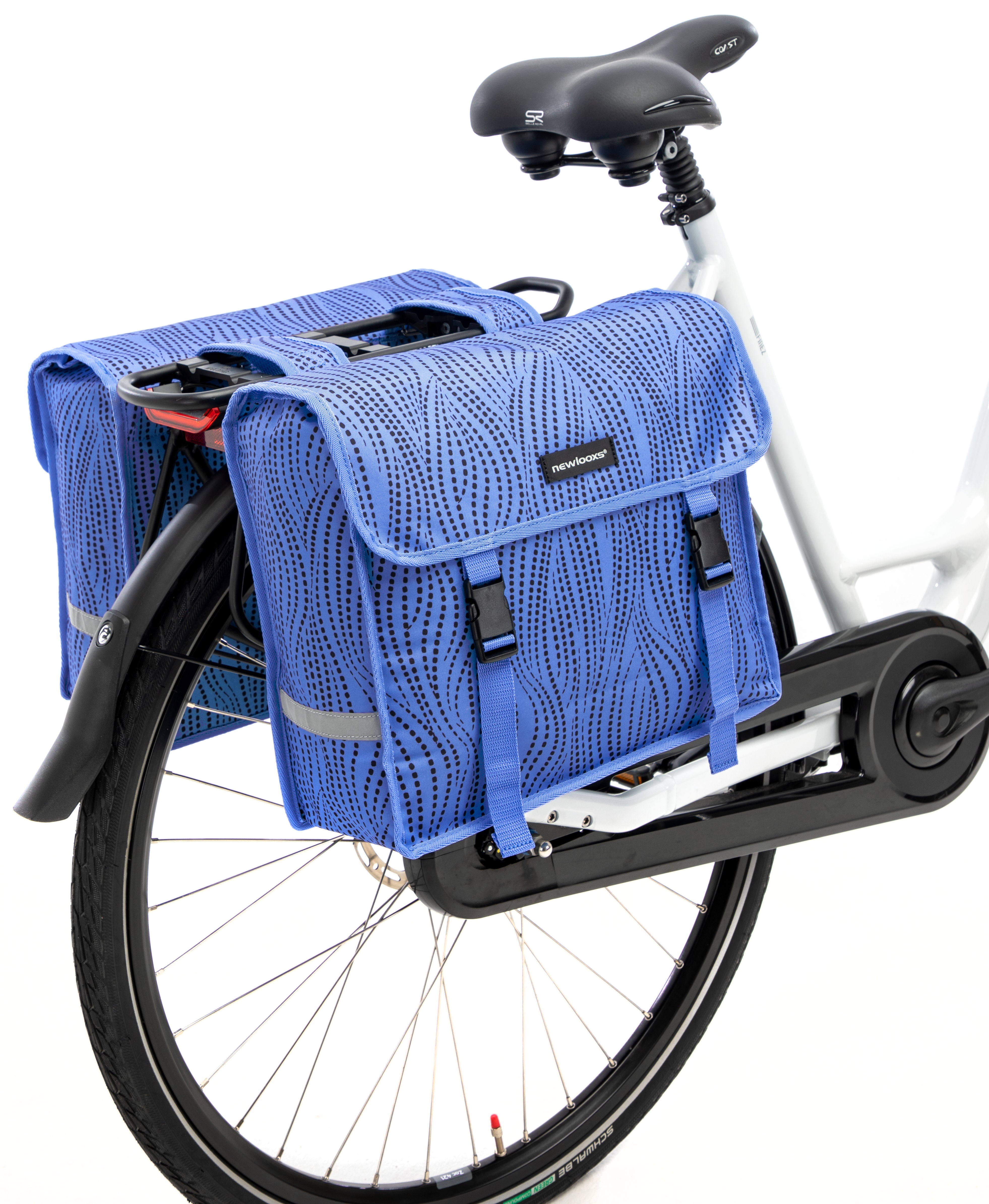 Dubbele fietstas New Looxs Fiori Alma 30 liter - 37 x 12,5 x 33 cm (x2) - blauw