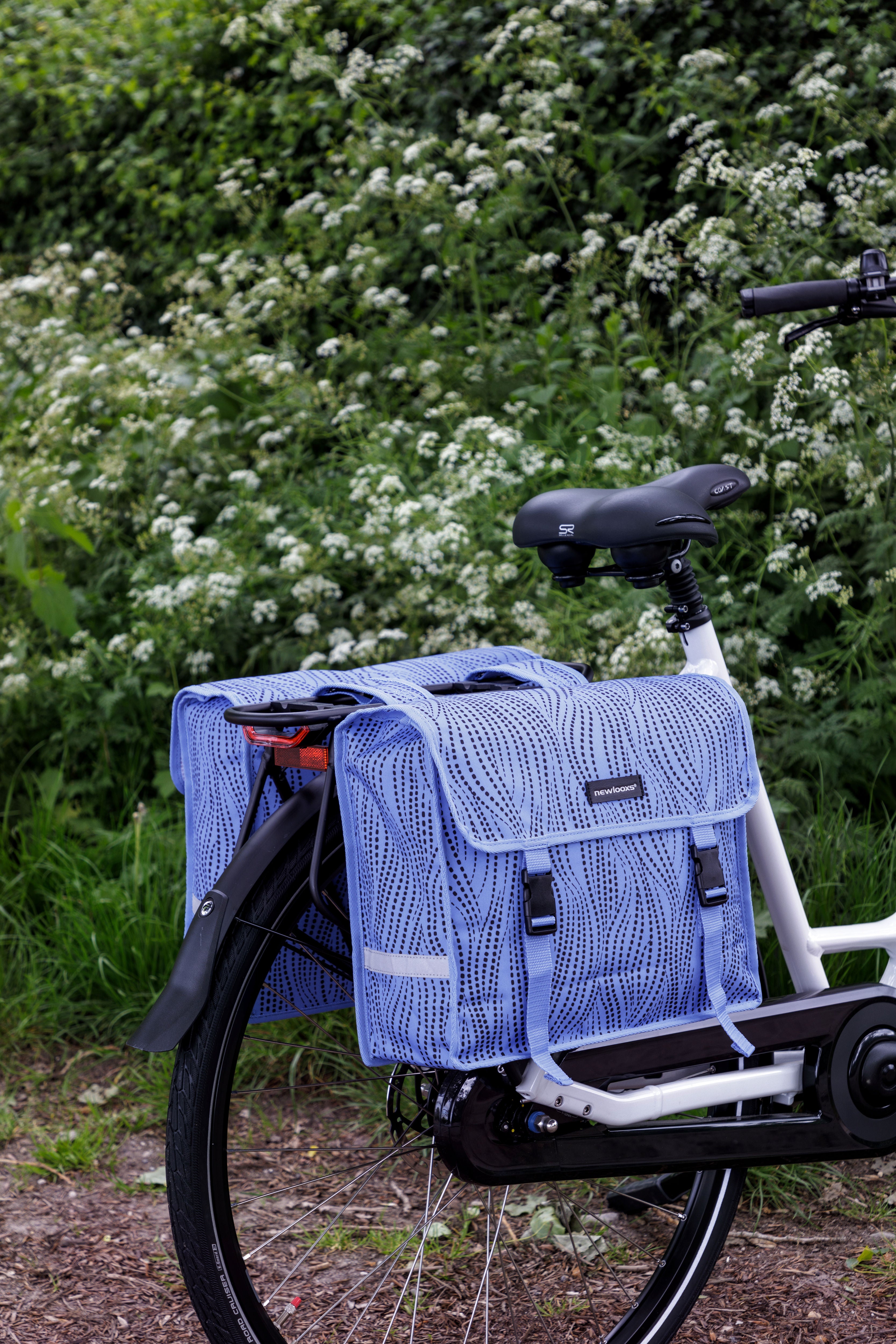 Dubbele fietstas New Looxs Fiori Alma 30 liter - 37 x 12,5 x 33 cm (x2) - blauw