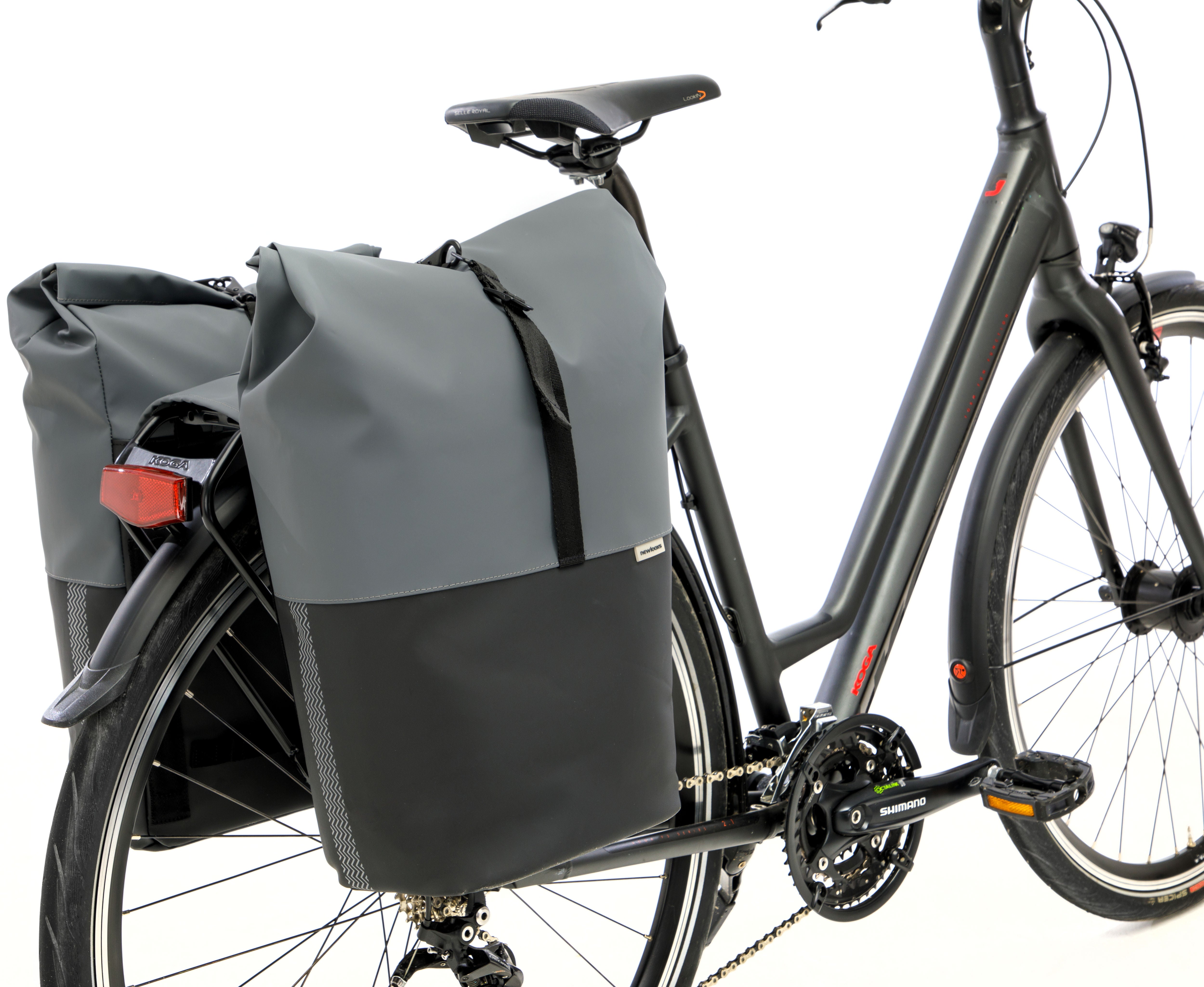 Dubbele fietstas New Looxs Nyborg 34 liter - 30 x 17 x 37cm (x2) - donkergrijs/zwart