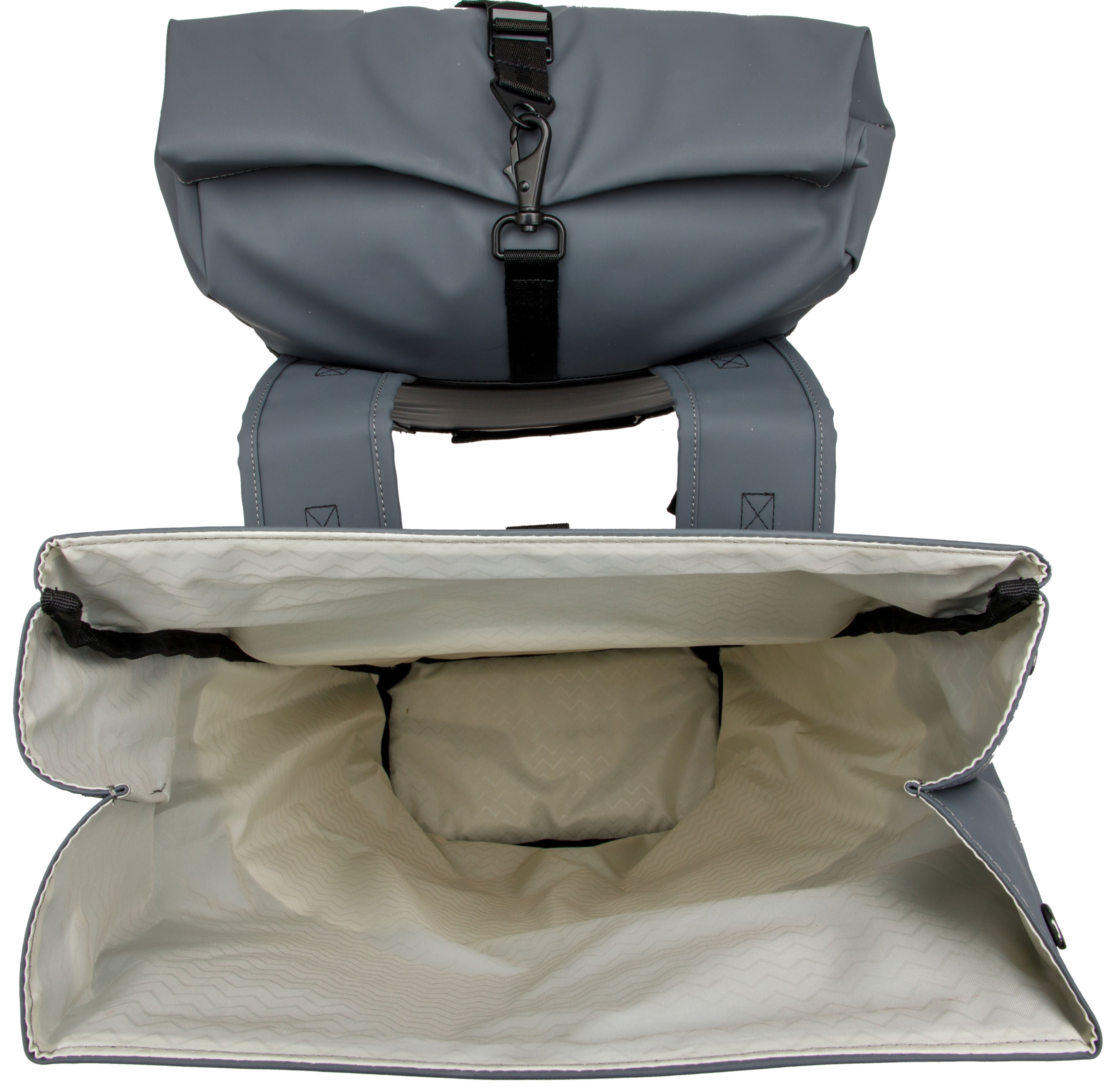 Dubbele fietstas New Looxs Nyborg 34 liter - 30 x 17 x 37cm (x2) - donkergrijs/zwart