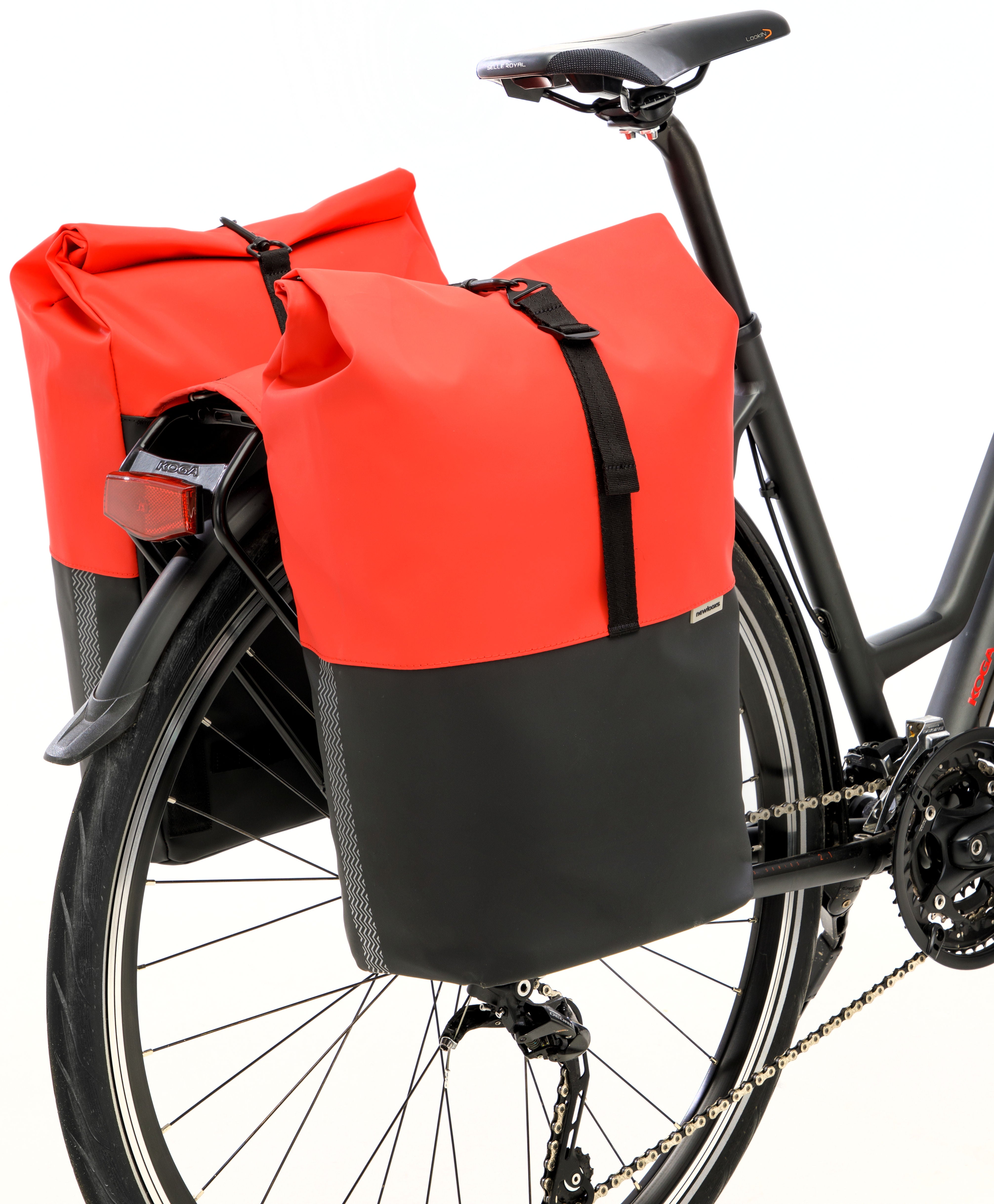 Dubbele fietstas New Looxs Nyborg 34 liter - 30 x 17 x 37cm (x2) - donkergrijs/zwart
