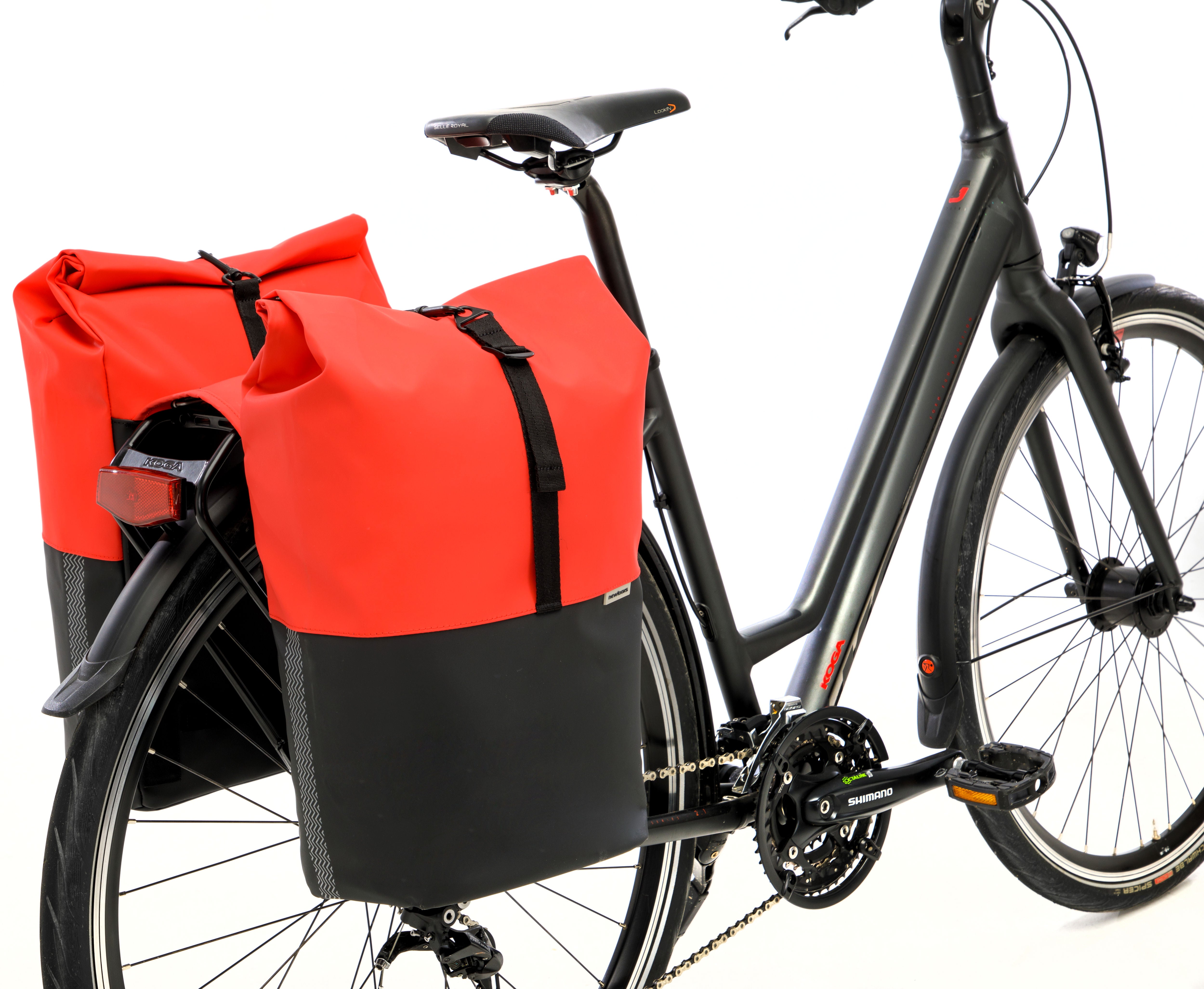 Dubbele fietstas New Looxs Nyborg 34 liter - 30 x 17 x 37cm (x2) - donkergrijs/zwart