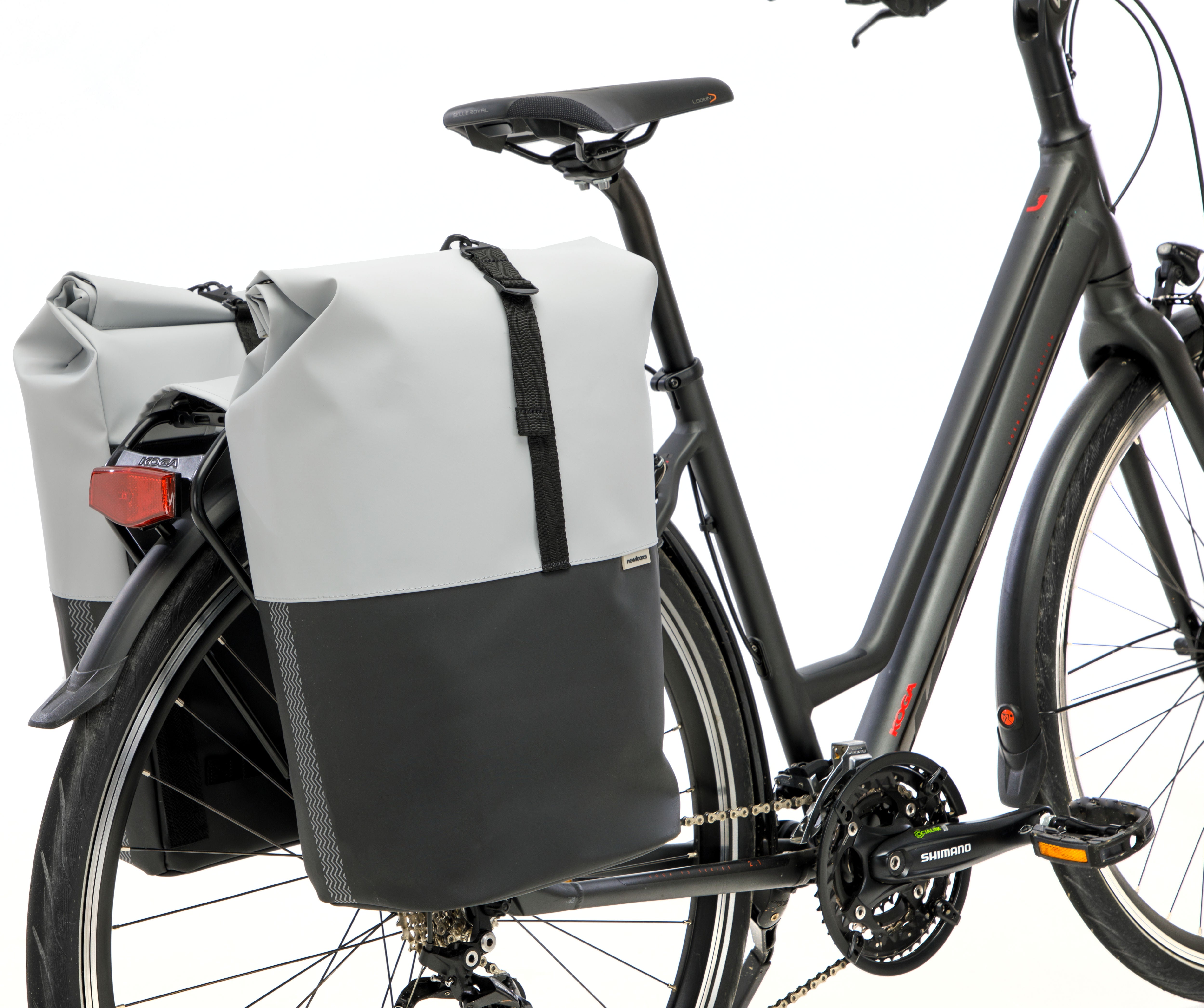 Dubbele fietstas New Looxs Nyborg 34 liter - 30 x 17 x 37cm (x2) - donkergrijs/zwart