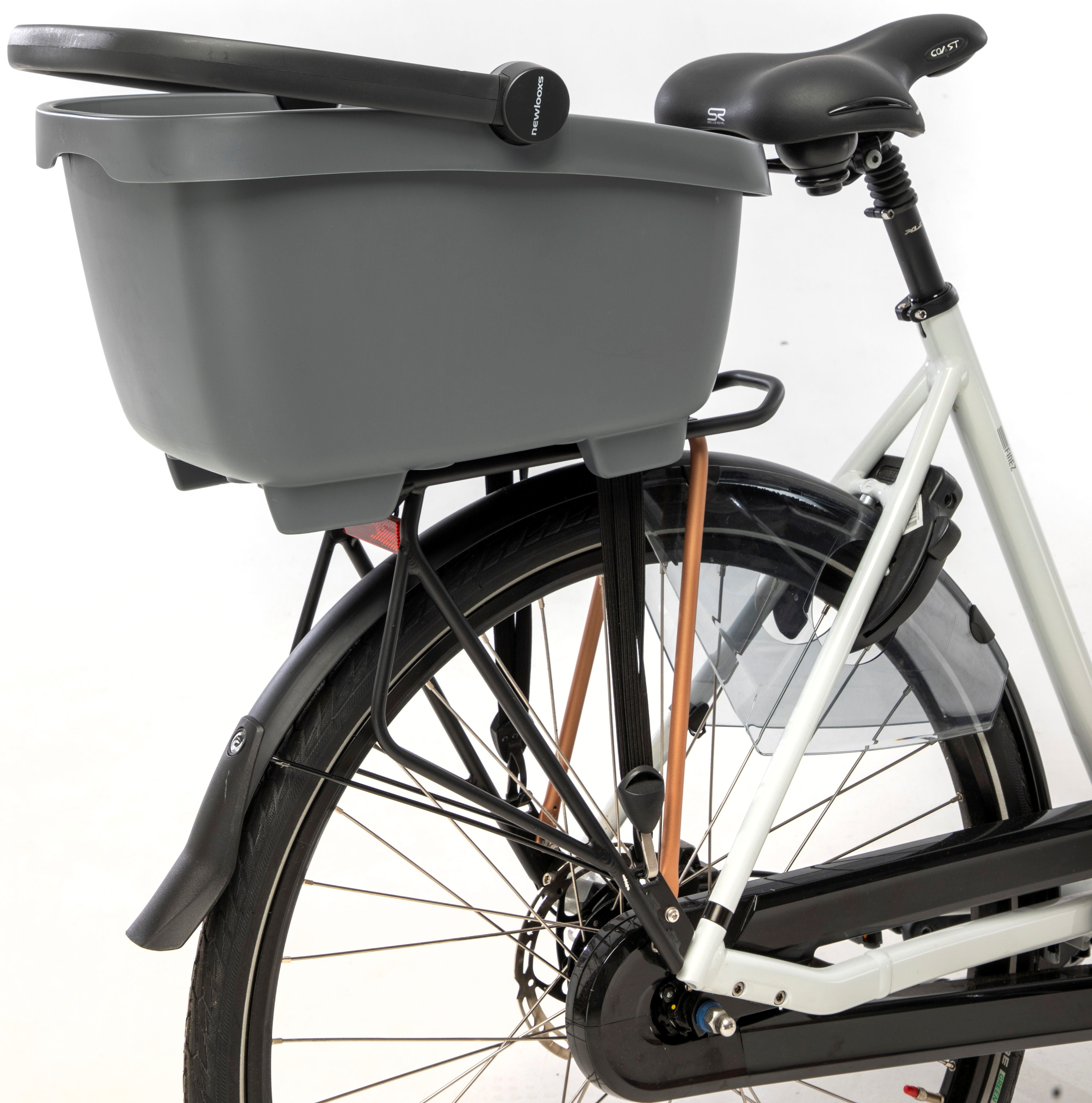 Gerecyclede (honden)fietsmand New Looxs Clipper Racktime - 28 liter 49 x 37 x 29 cm - anthraciet