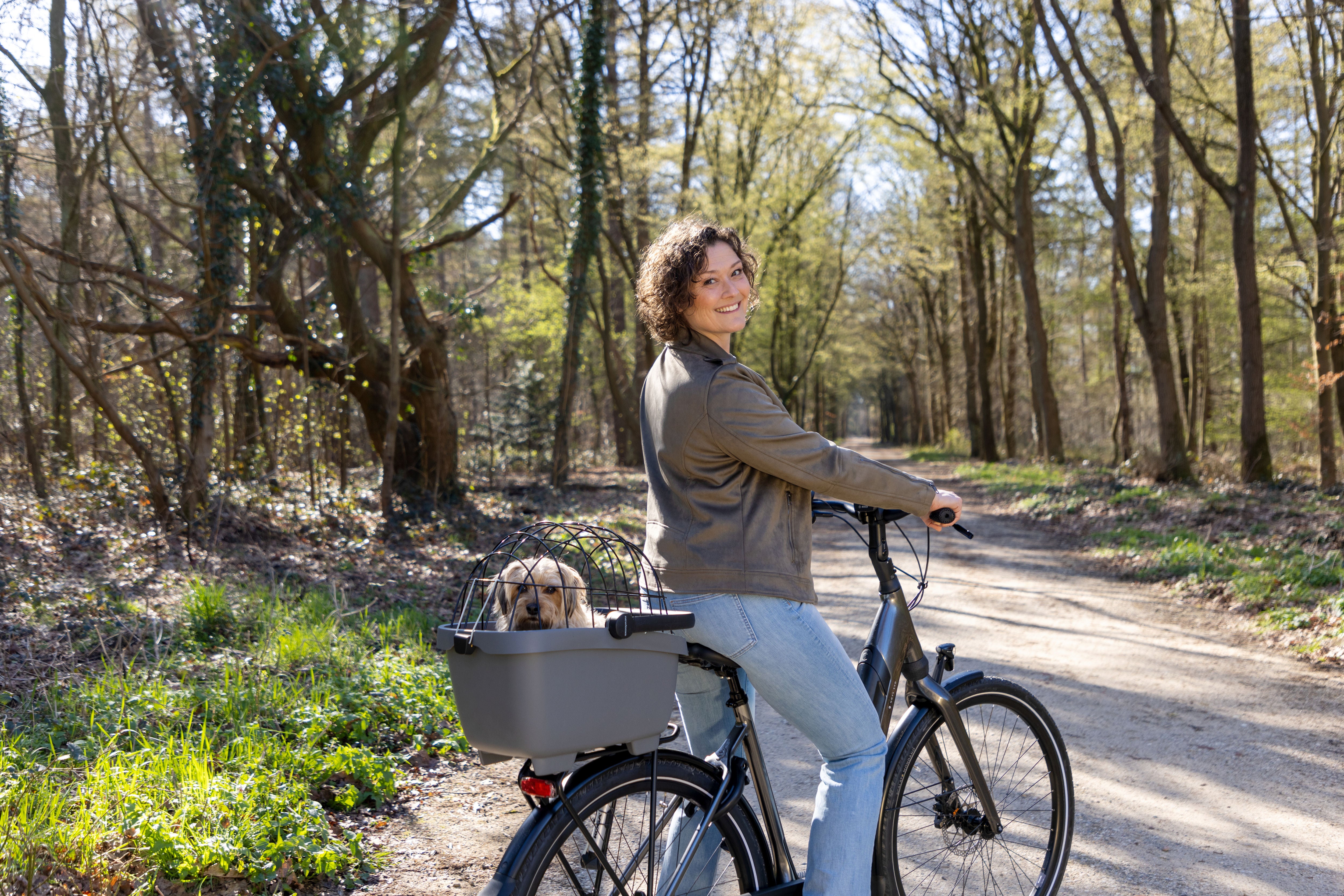Gerecyclede (honden)fietsmand New Looxs Clipper Racktime - 28 liter 49 x 37 x 29 cm - anthraciet