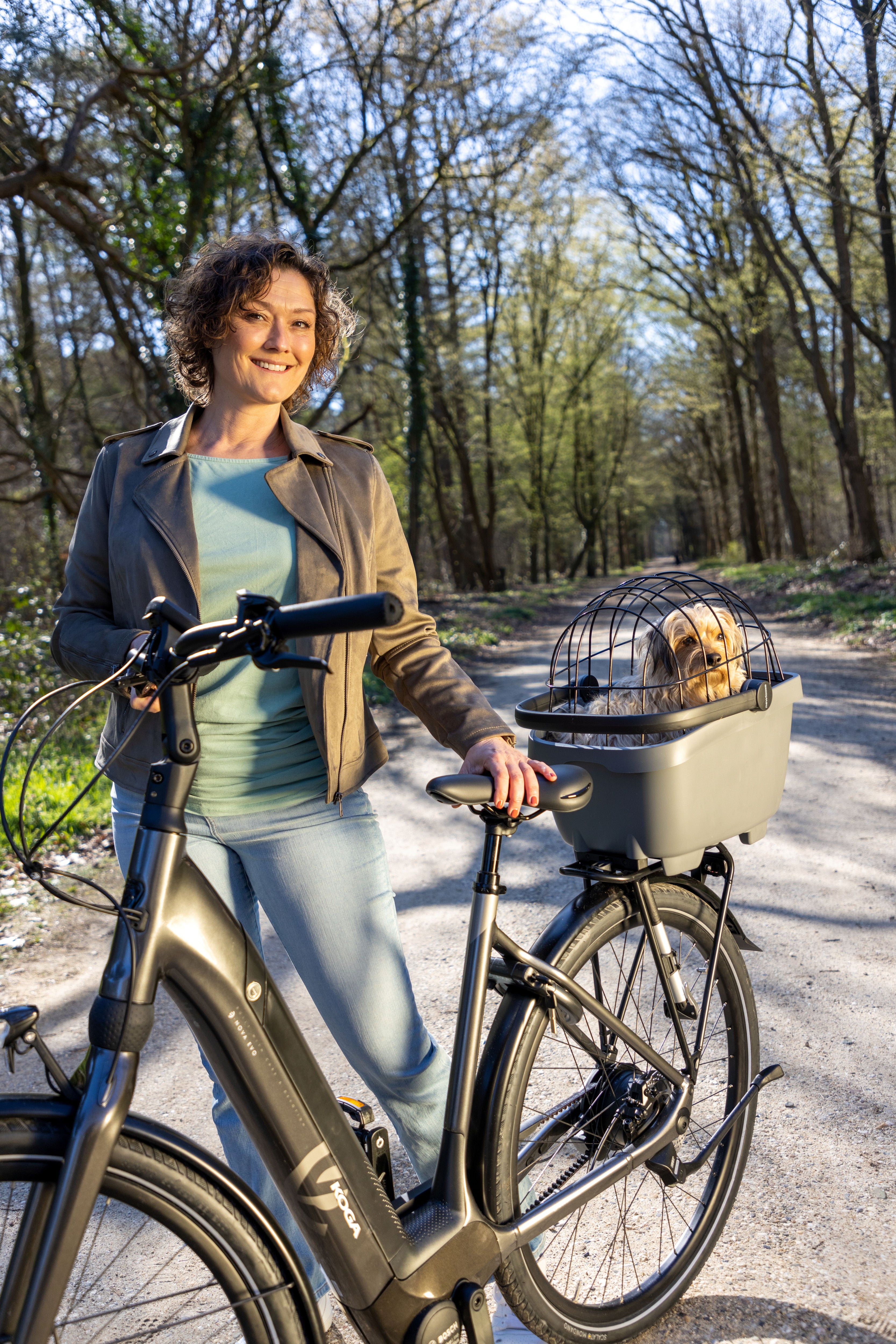 Gerecyclede (honden)fietsmand New Looxs Clipper Racktime 2.0 - anthraciet