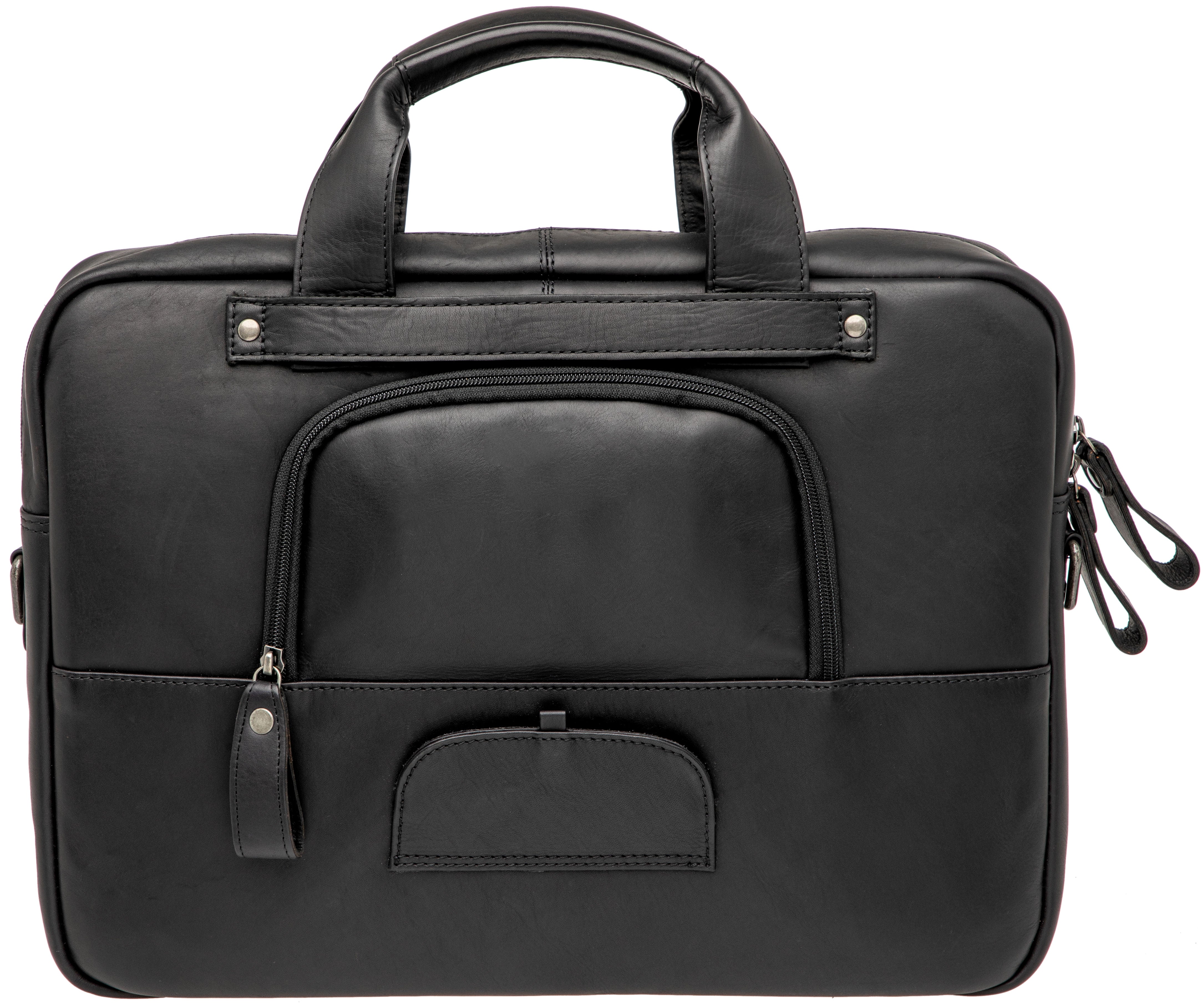 Laptoptas New Looxs Luko 7.5 liter - 42 x 6 x 30 cm - gemaakt van luxe leder - zwart