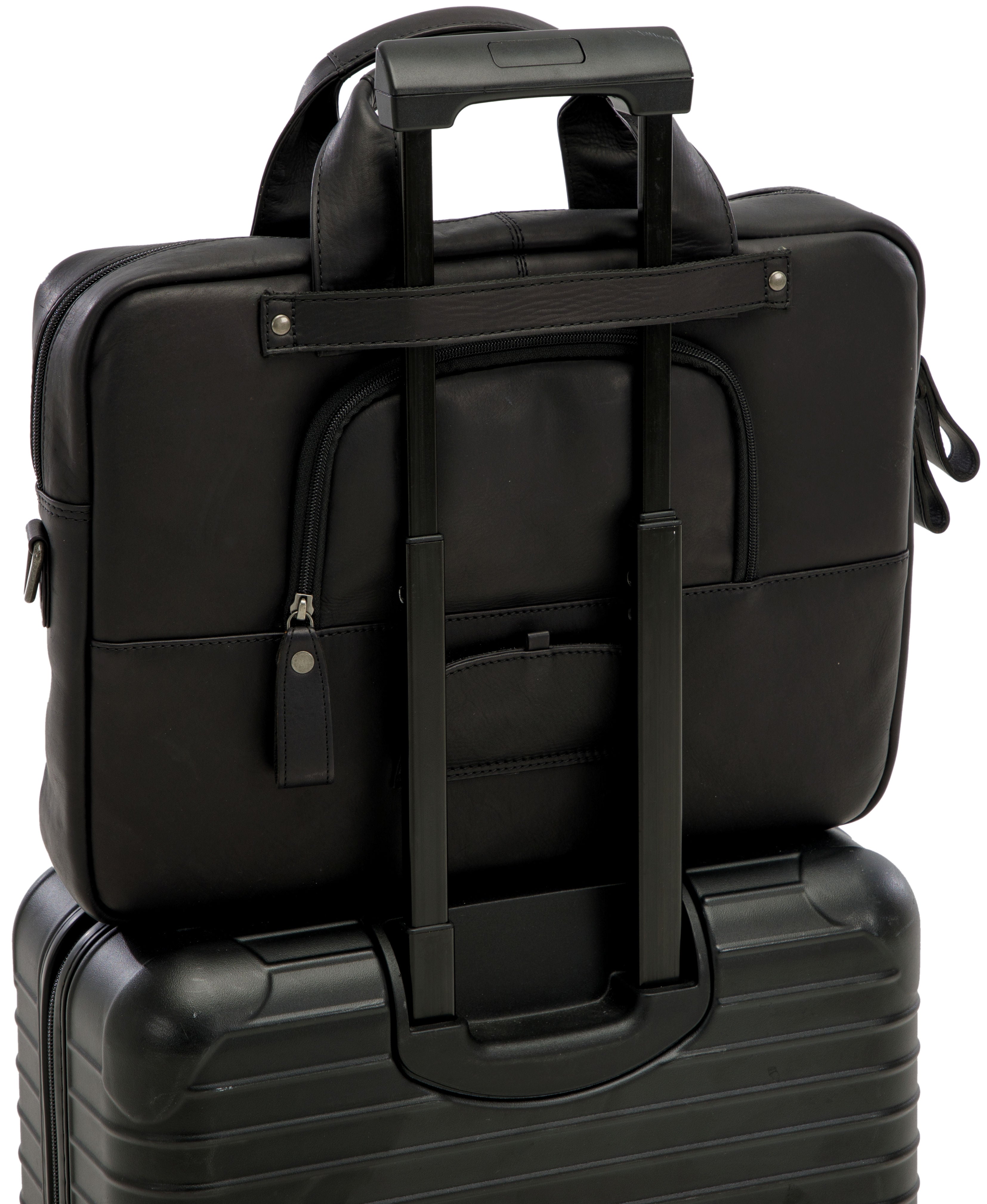 Laptoptas New Looxs Luko 7.5 liter - 42 x 6 x 30 cm - gemaakt van luxe leder - zwart