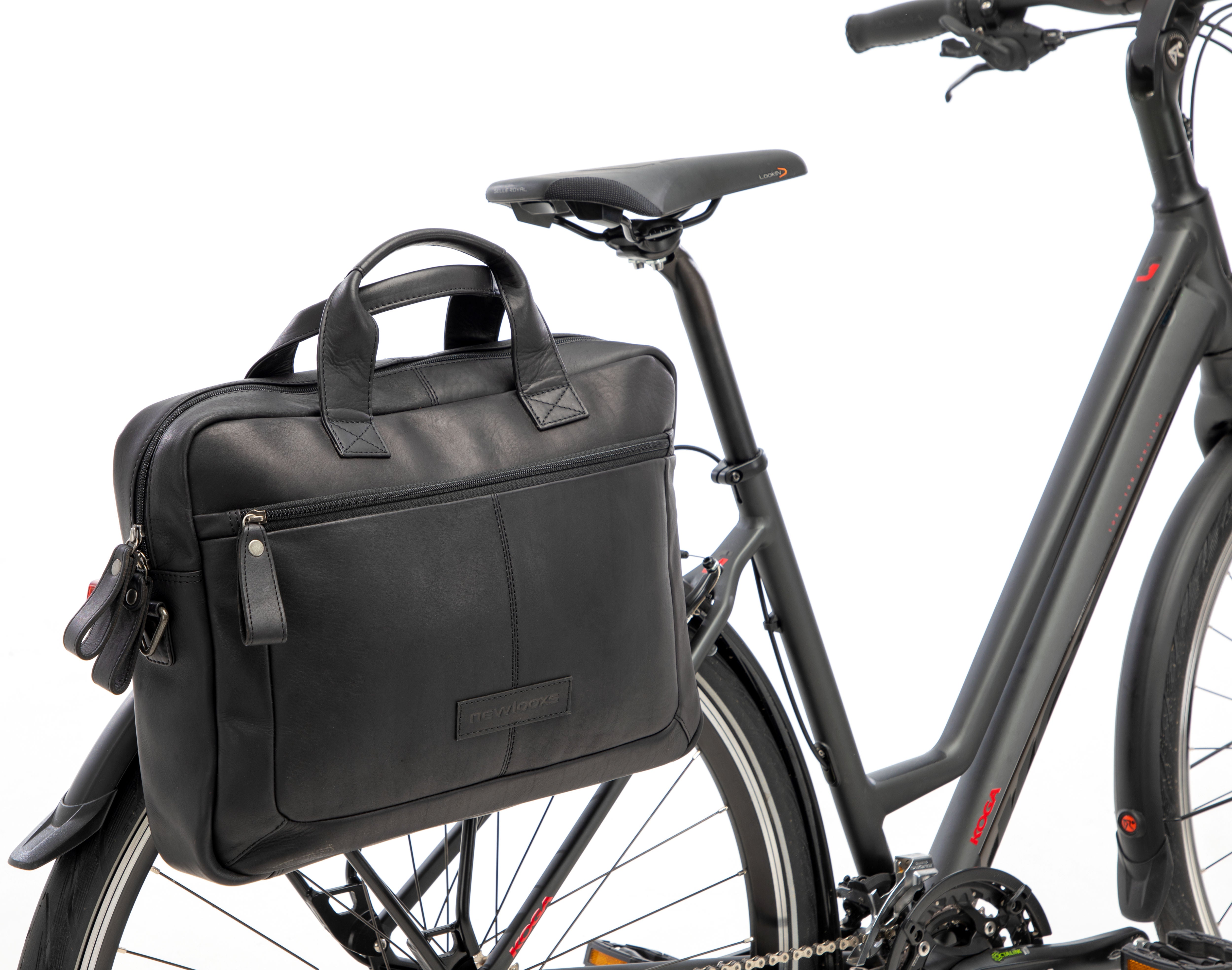 Laptoptas New Looxs Luko 7.5 liter - 42 x 6 x 30 cm - gemaakt van luxe leder - zwart