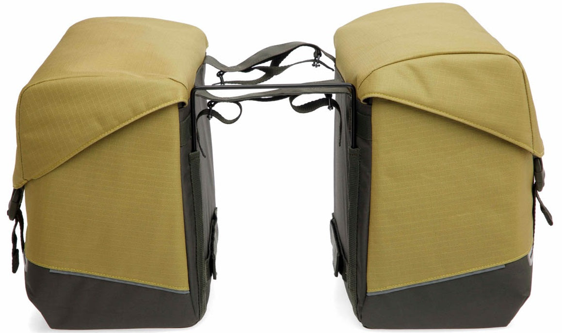 Dubbele fietstas New Looxs Joli 37 liter 38 x 18 x 29 cm (2x) - olijf/geel