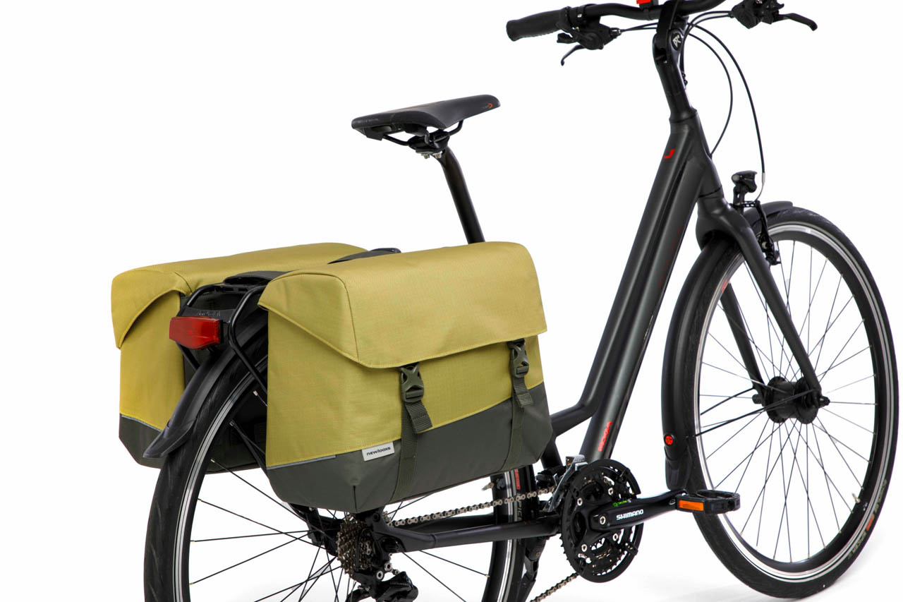 Dubbele fietstas New Looxs Joli 37 liter 38 x 18 x 29 cm (2x) - olijf/geel