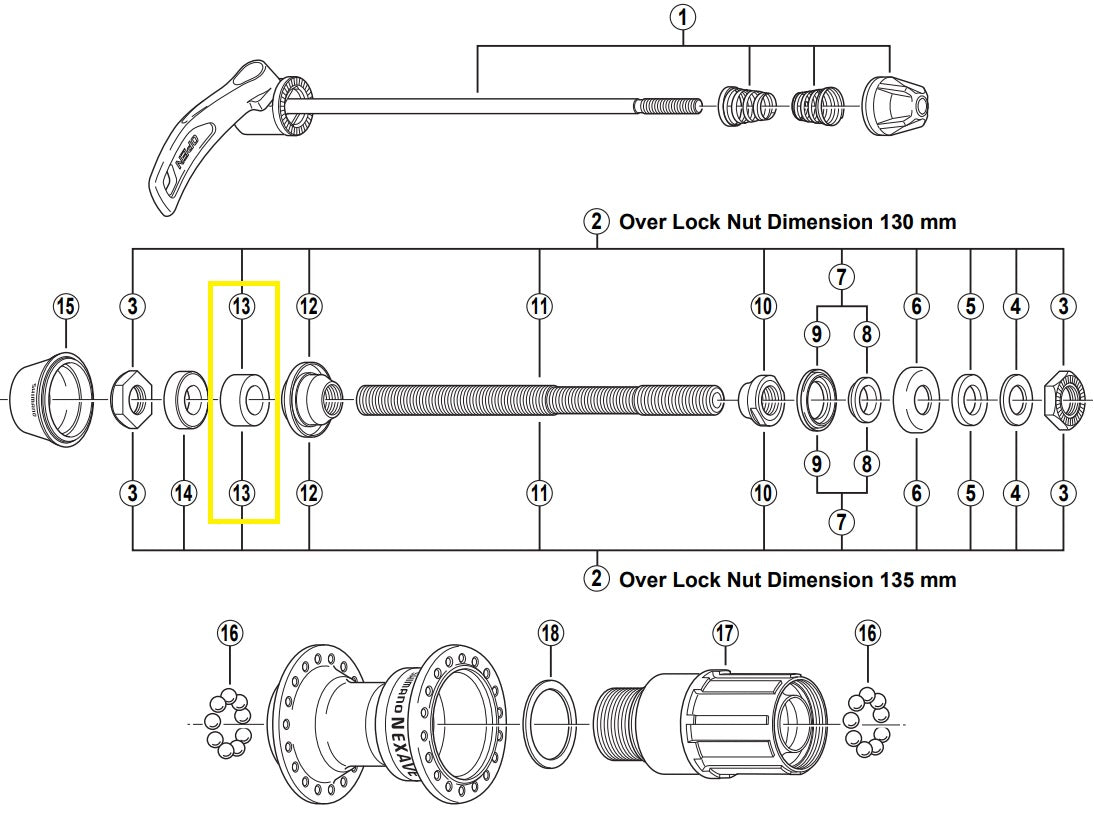 Afstandsbus links Shimano 8 mm
