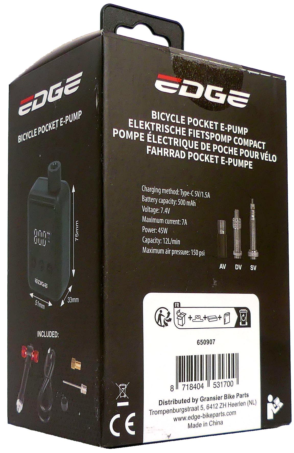Edge Pro 1 Elektrische Accu Fietspomp