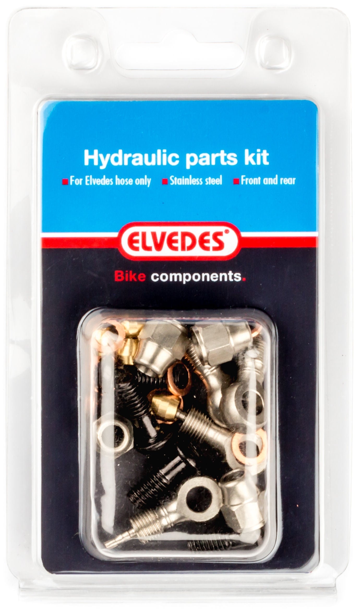 Hydraulische onderdelen Kit 8 Elvedes M 9 x 1,25 en M6 RVS onderdelen Magura MT2 voor- en achterrem (op kaart)