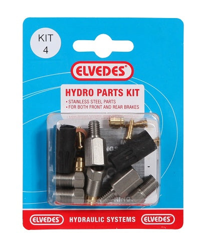 Hydraulische onderdelen kit 4 Elvedes M8 + M6 RVS voor Elvedes hydraulische leiding (op kaart)