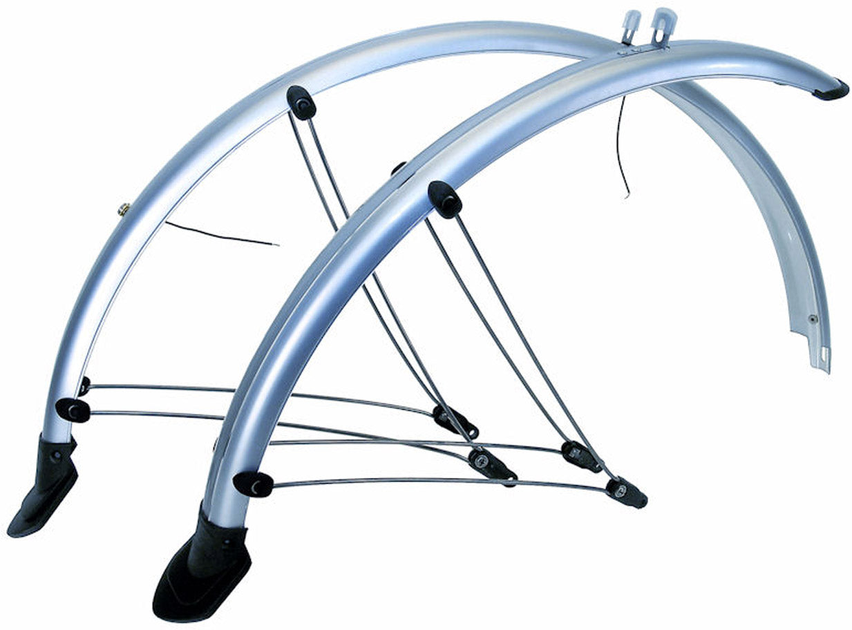 Spatbordset 28/29" Mud Max Flex 56 mm met stroomkabelgeleiding - zilver
