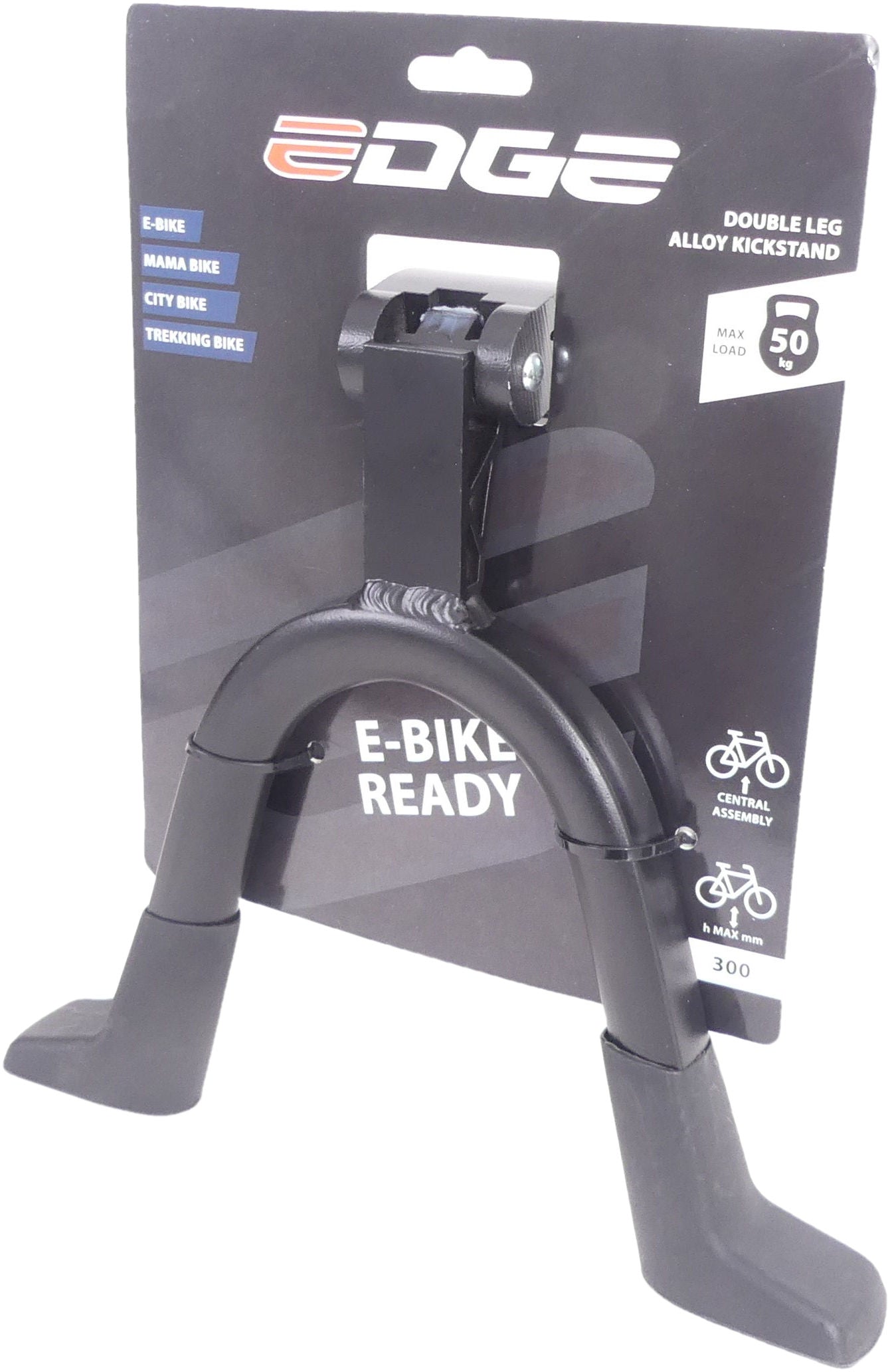 Middenstandaard 28" Edge Double 2-poot 30cm aluminium - zwart