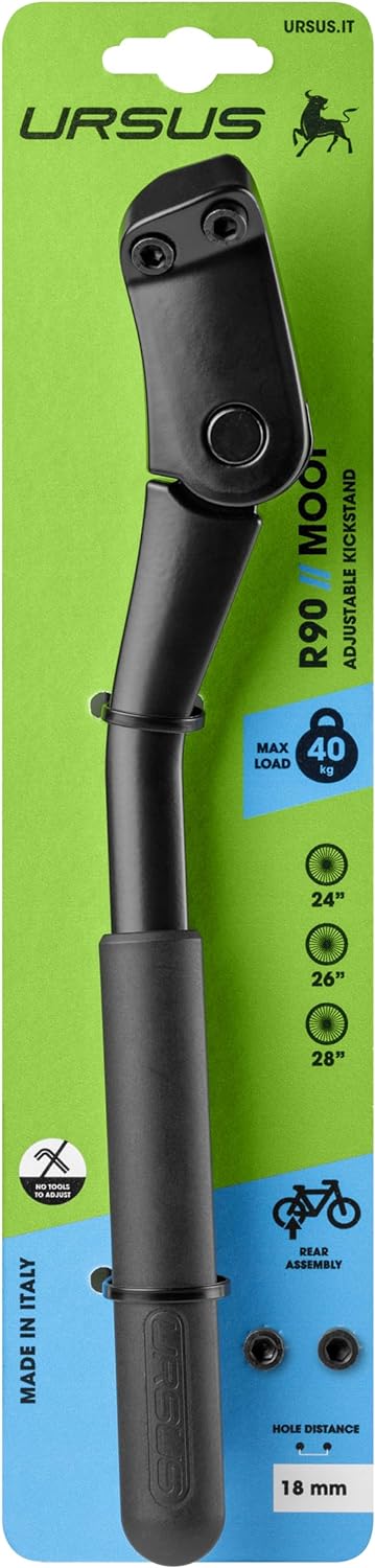 Fietsstandaard 24-28" Ursus Mooi achterbrugmontage - met 18 mm bevestigingsplaat - zwart