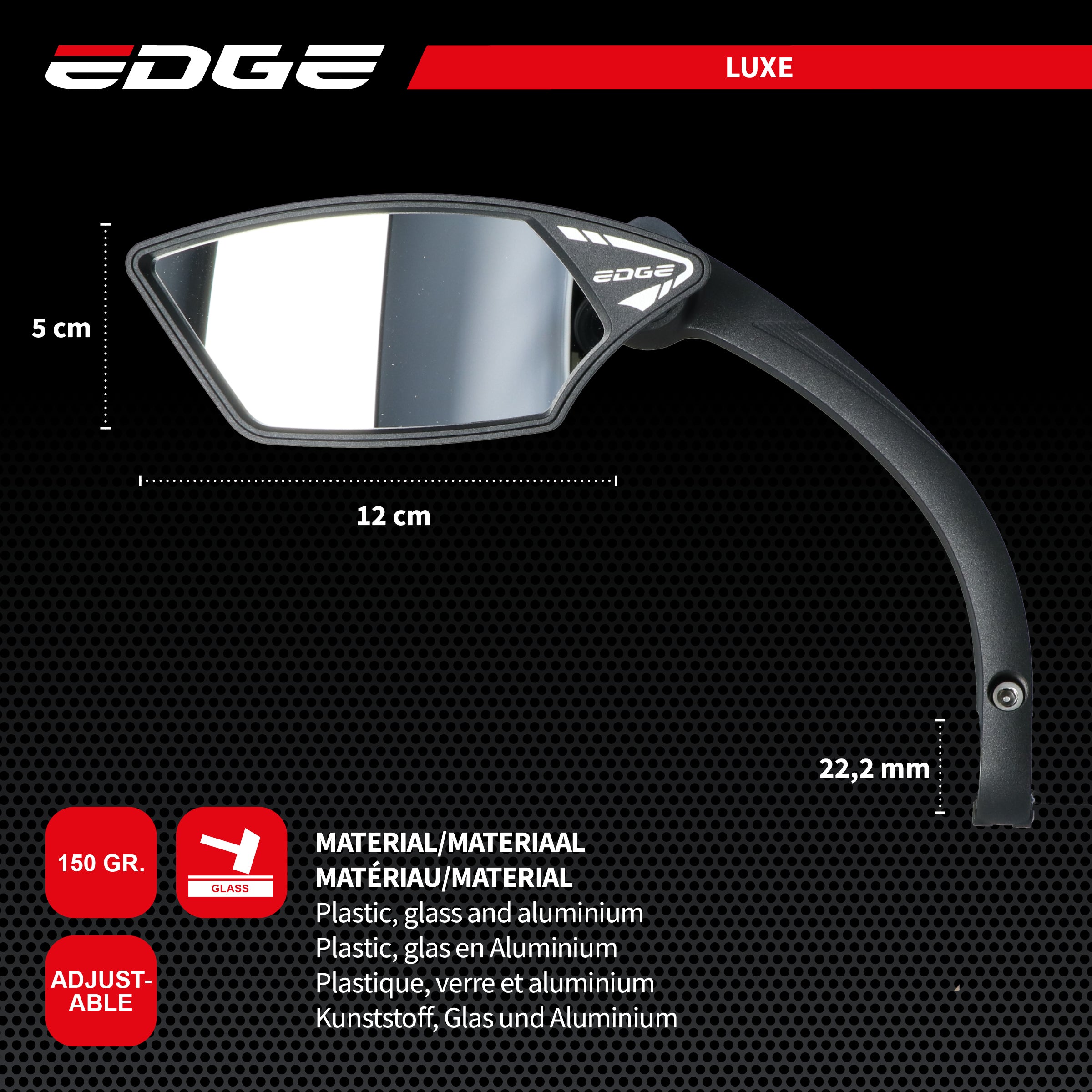 Spiegel Edge E-Bike Luxe met klem - linkse montage