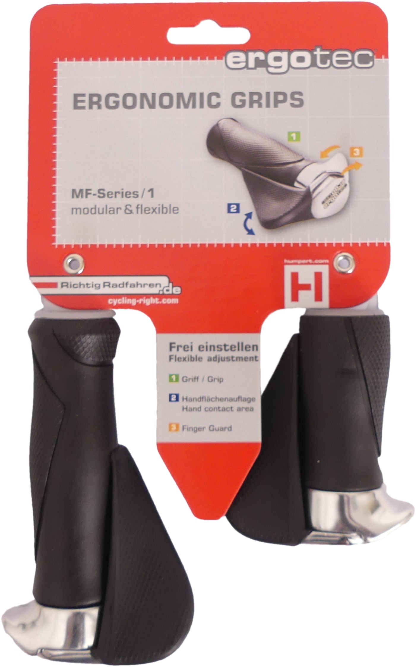 Handvatpaar Ergotec MF1 kraton / aluminium 130+87 mm - zwart