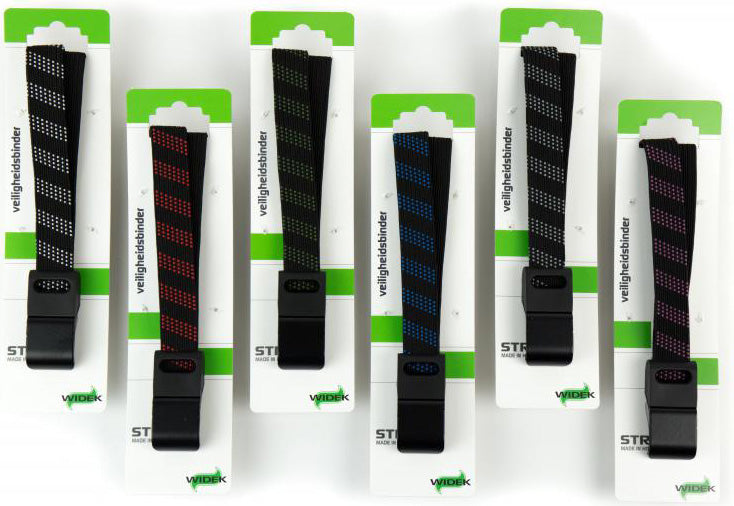 SUV veiligheidsbinder Widek 24mm met zwarte stalen haak - 12 stuks assorti van 6 kleuren