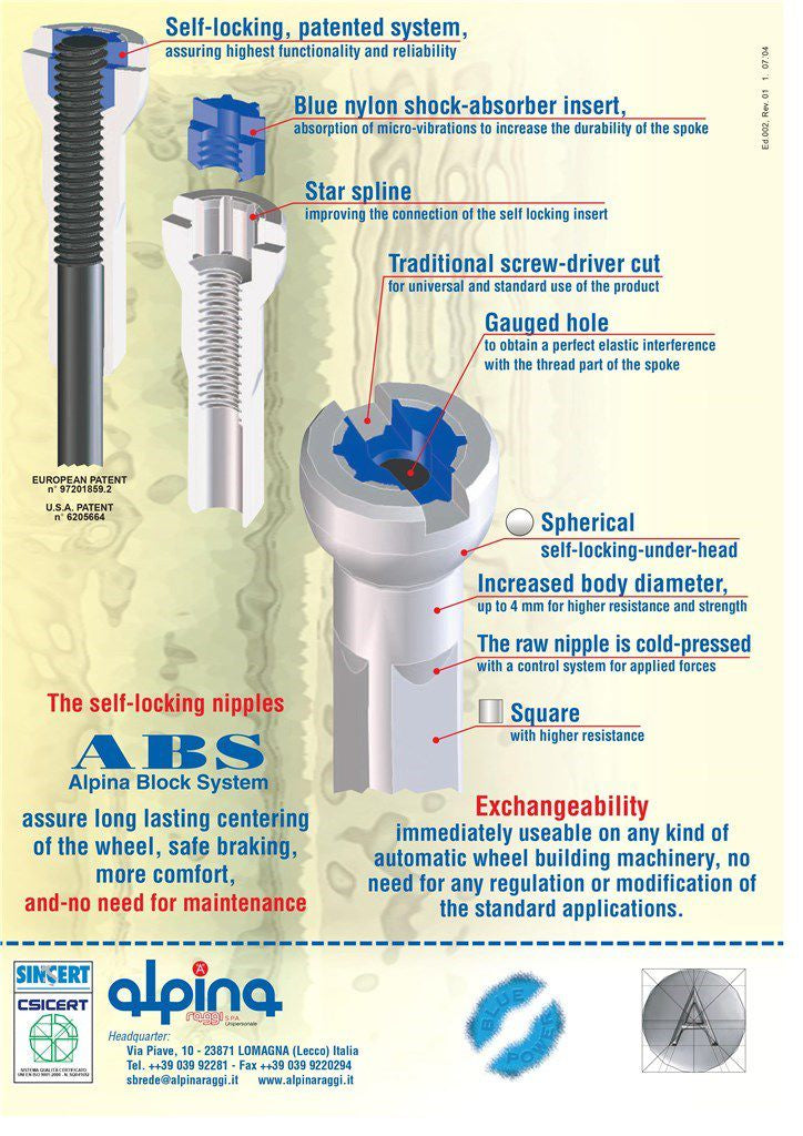 Spaaknippel met ronde kop Alpina 14G/15.0mm/4/Fg 2.3 ABS/messing - zilver (144 stuks)