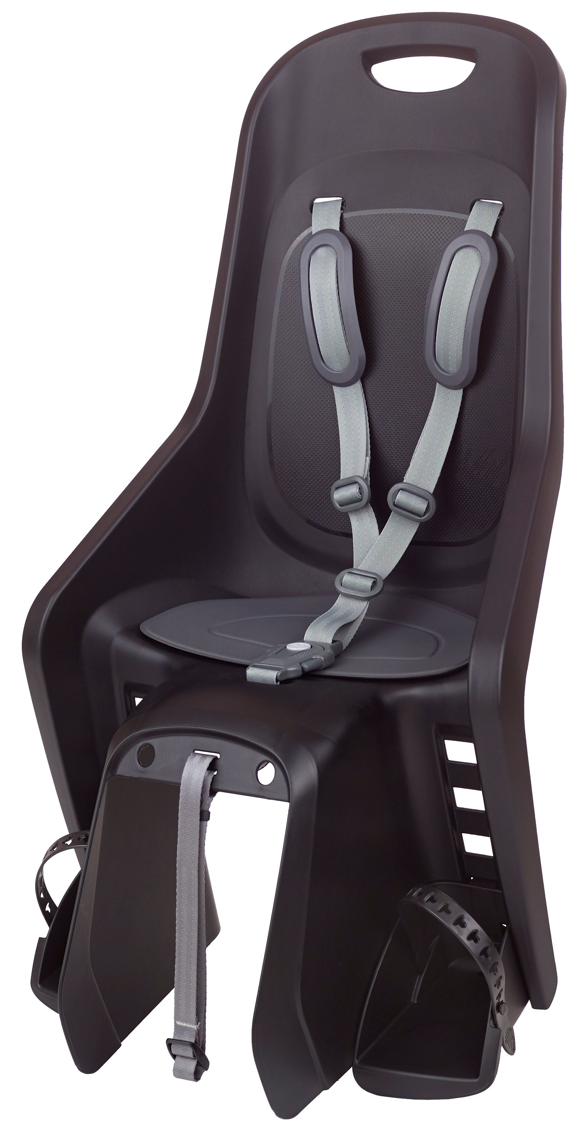 Kinderzitje achter Polisport Bubbly Maxi+ - met een MIK HD compatible dragerbevestiging - zwart / donkergrijs