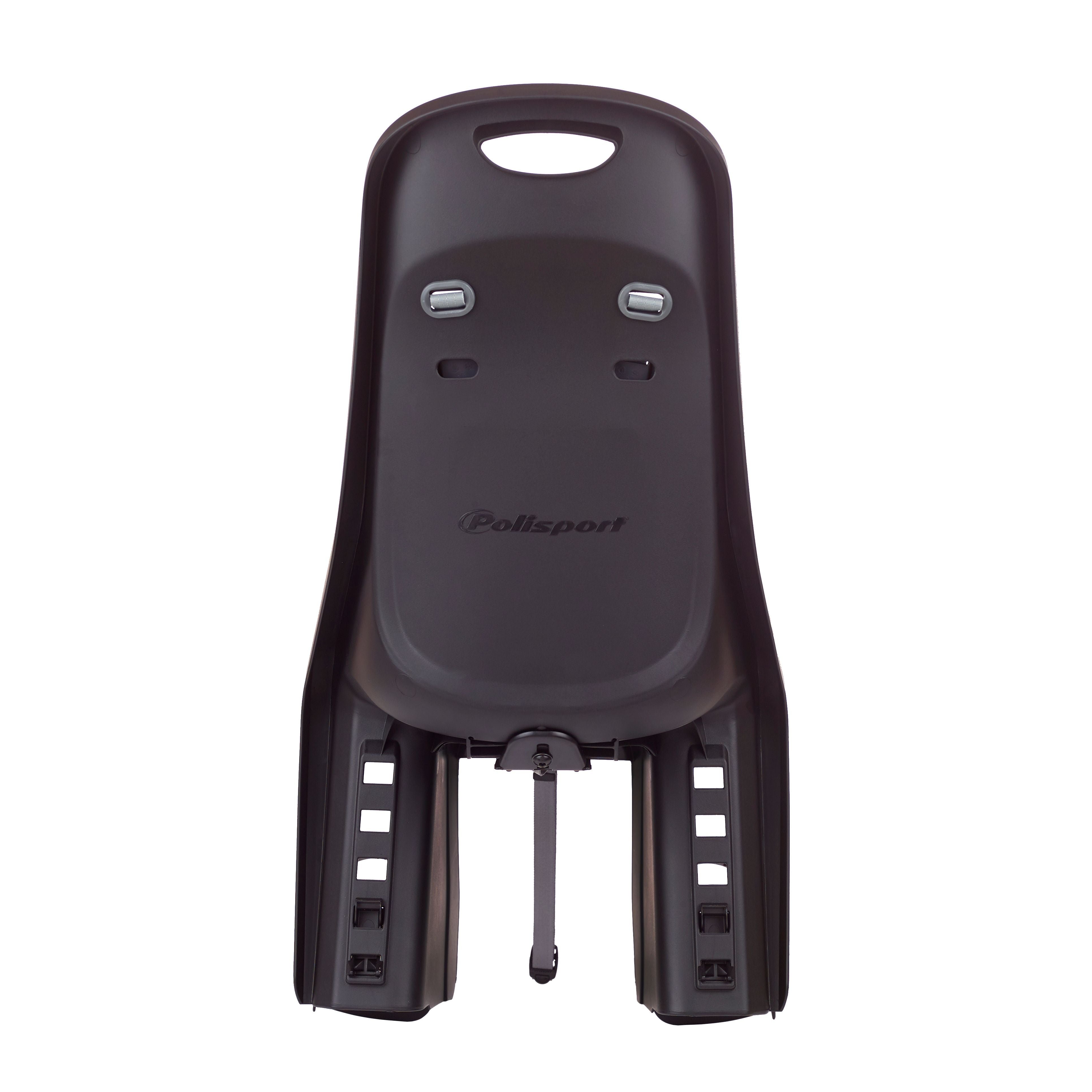 Kinderzitje achter Polisport Bubbly Maxi+ - met een MIK HD compatible dragerbevestiging - zwart / donkergrijs